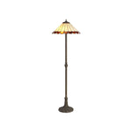 Sheitsr 2 Light Leaf, Octagonal, Stepped Design Floor Lamp E27 With 40cm Tiffany Shade