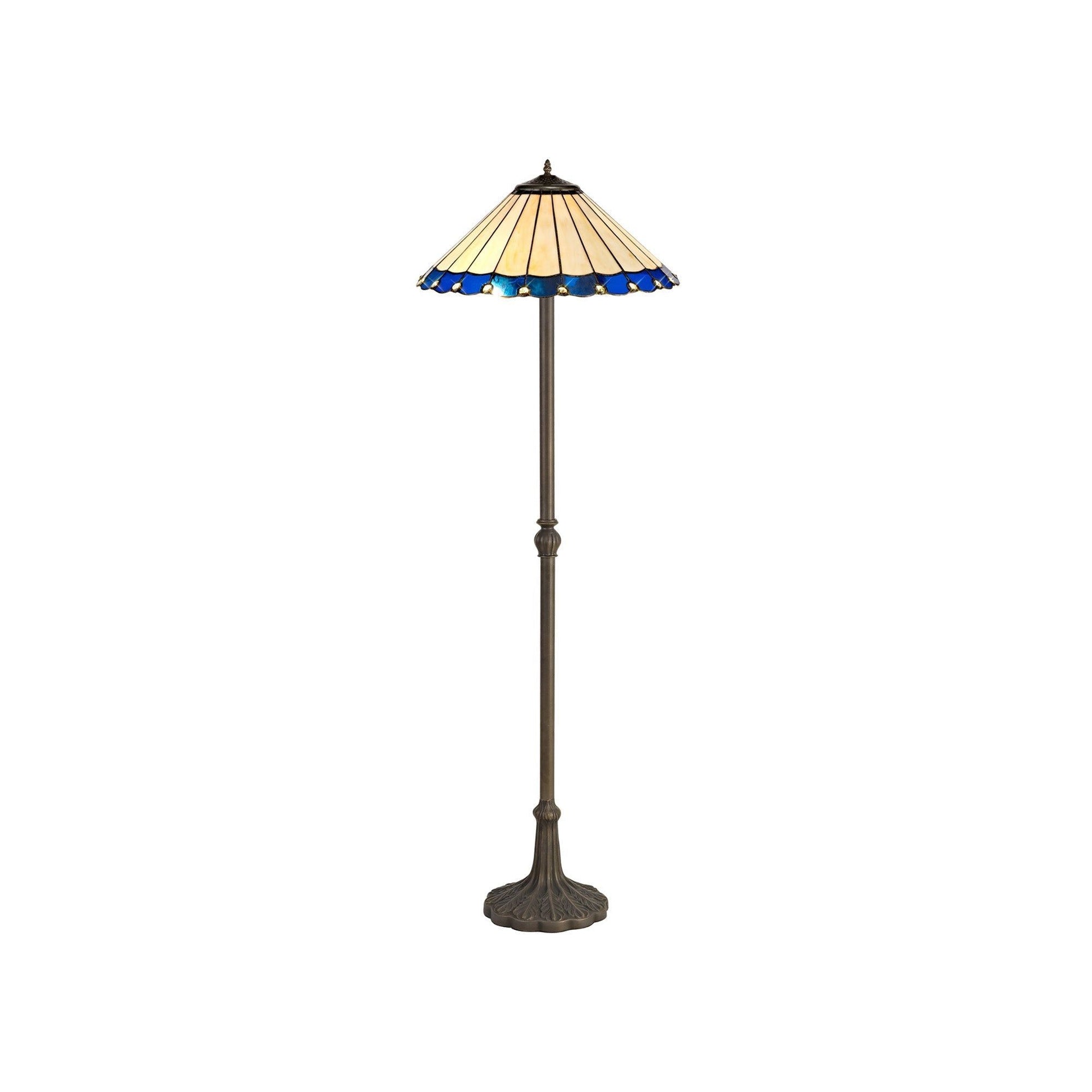 Sheitsr 2 Light Leaf, Octagonal, Stepped Design Floor Lamp E27 With 40cm Tiffany Shade