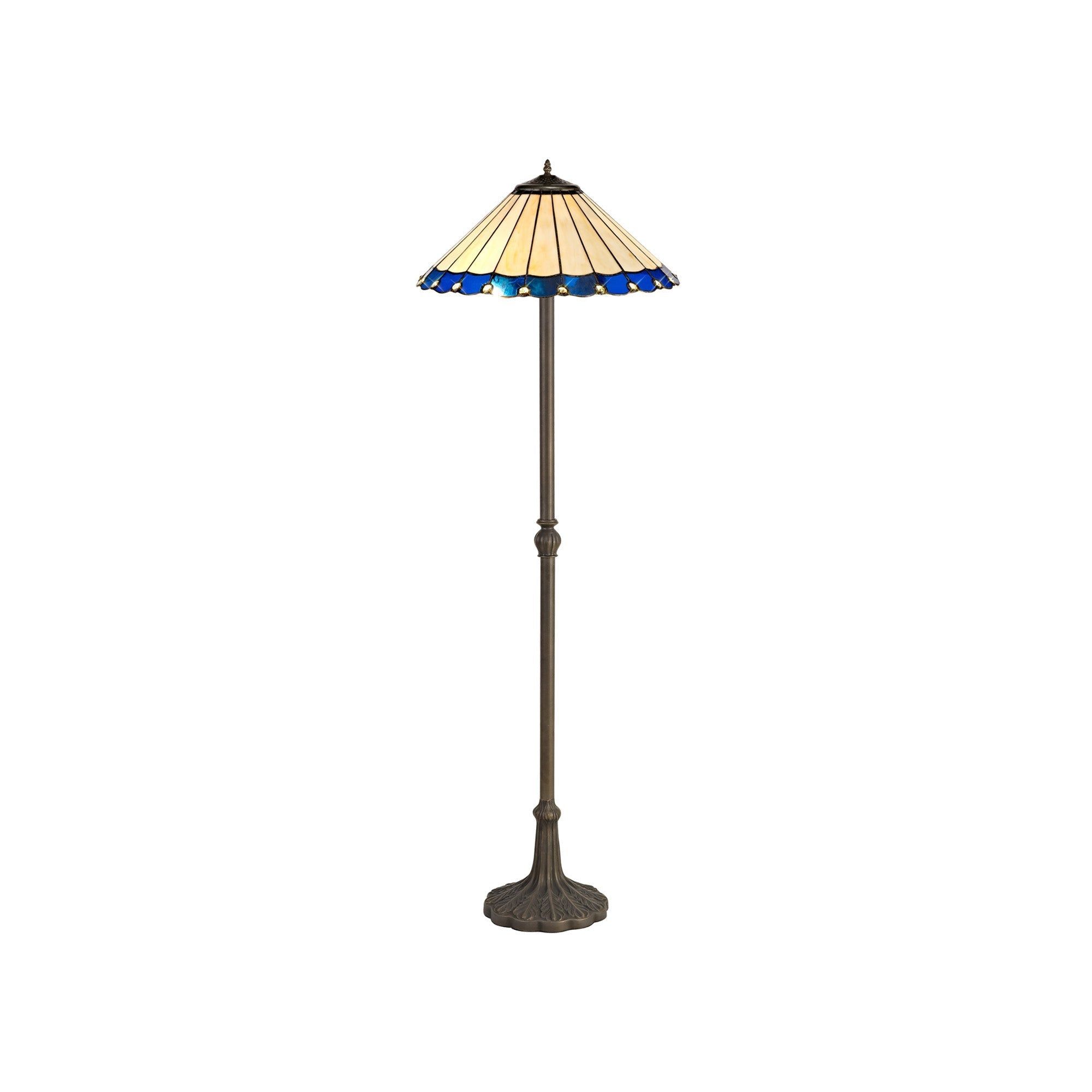 Sheitsr 2 Light Leaf, Octagonal, Stepped Design Floor Lamp E27 With 40cm Tiffany Shade