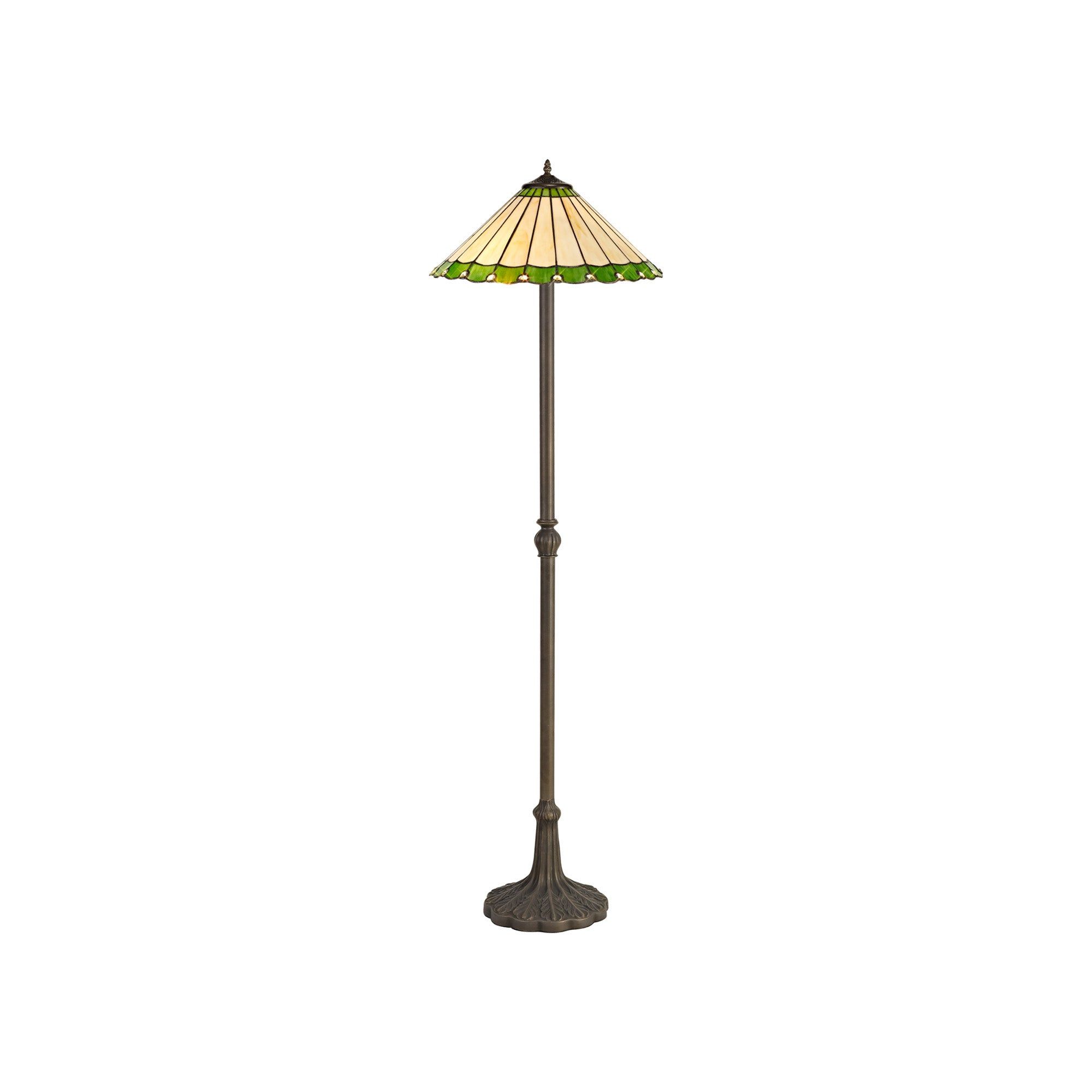 Sheitsr 2 Light Leaf, Octagonal, Stepped Design Floor Lamp E27 With 40cm Tiffany Shade
