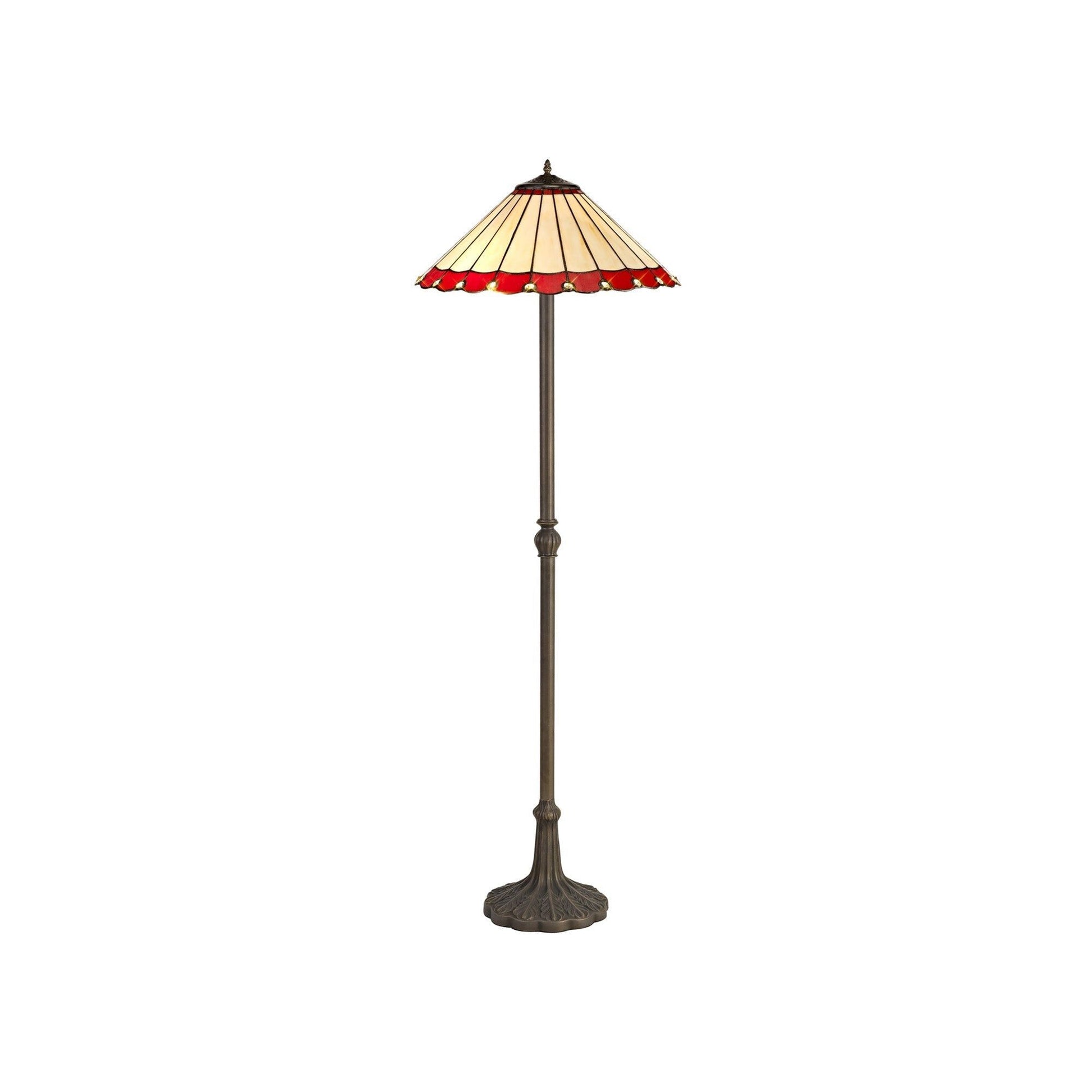 Sheitsr 2 Light Leaf, Octagonal, Stepped Design Floor Lamp E27 With 40cm Tiffany Shade