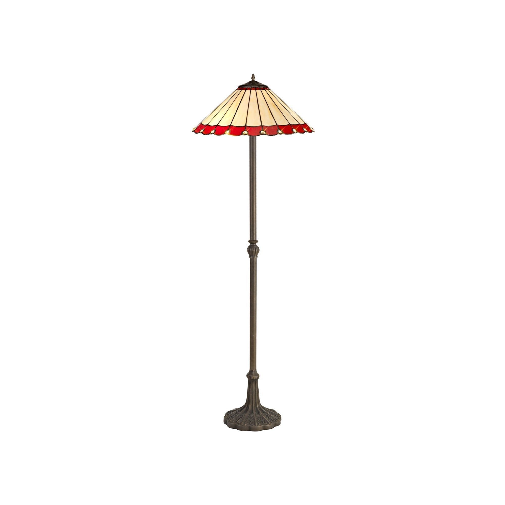 Sheitsr 2 Light Leaf, Octagonal, Stepped Design Floor Lamp E27 With 40cm Tiffany Shade