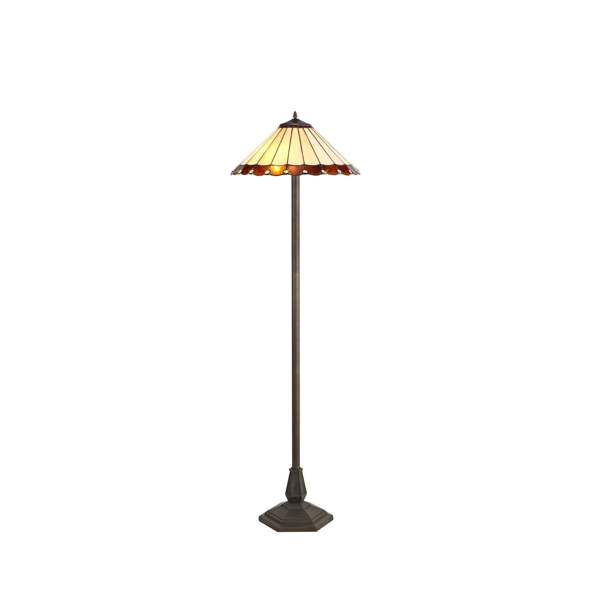 Sheitsr 2 Light Leaf, Octagonal, Stepped Design Floor Lamp E27 With 40cm Tiffany Shade