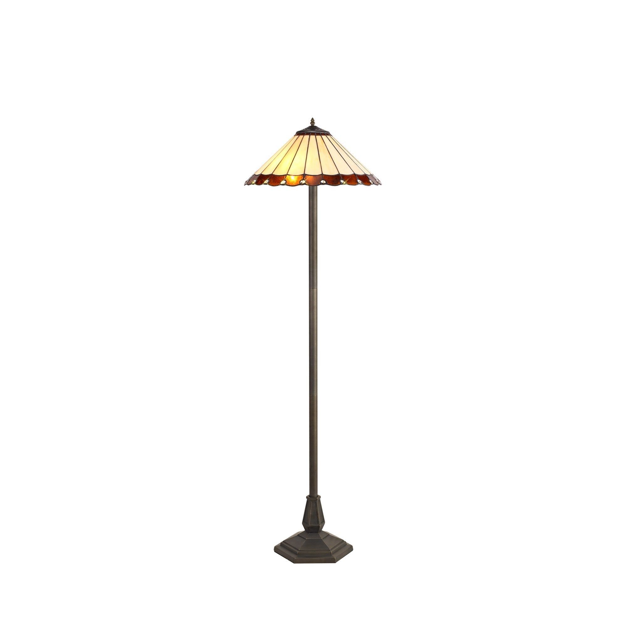 Sheitsr 2 Light Leaf, Octagonal, Stepped Design Floor Lamp E27 With 40cm Tiffany Shade