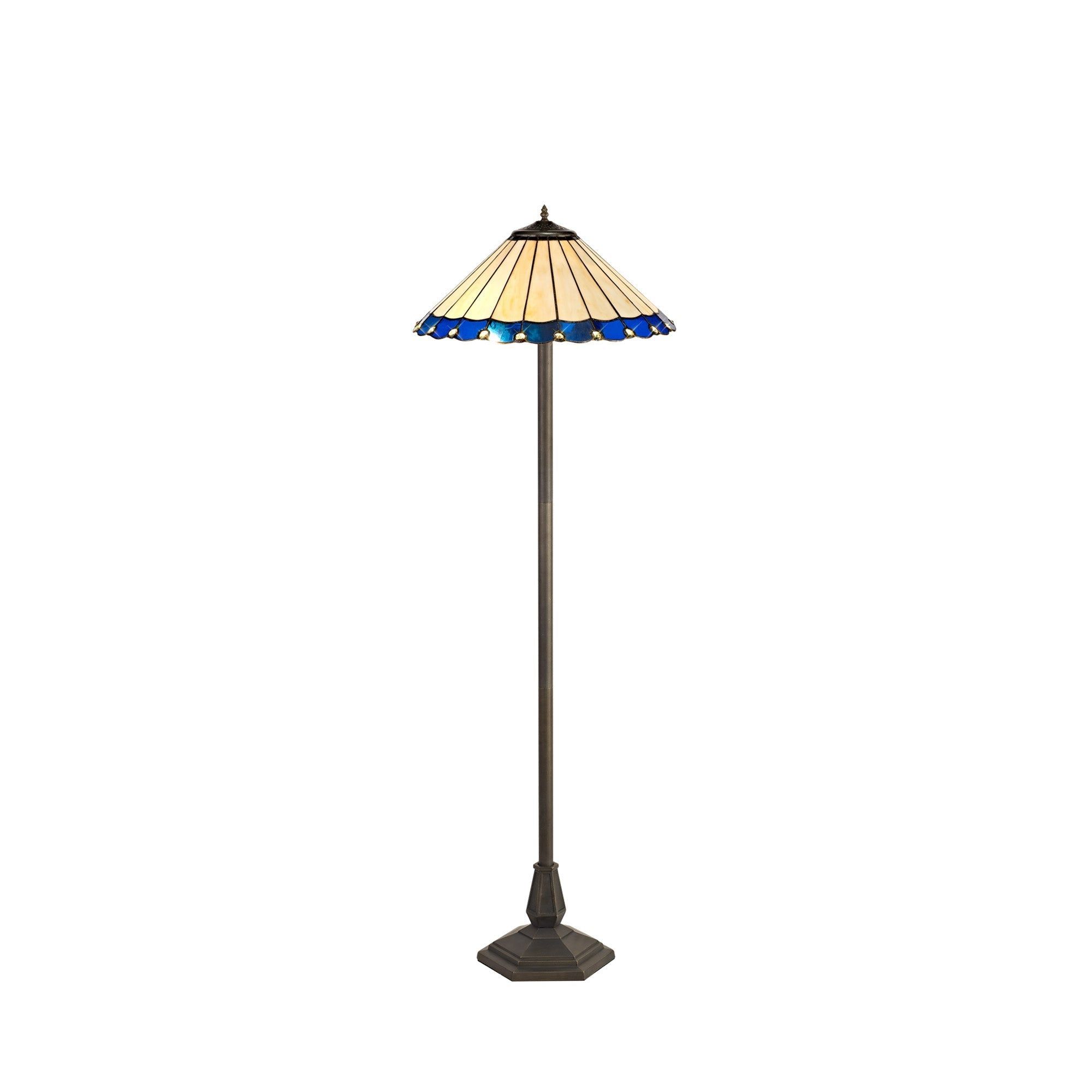Sheitsr 2 Light Leaf, Octagonal, Stepped Design Floor Lamp E27 With 40cm Tiffany Shade