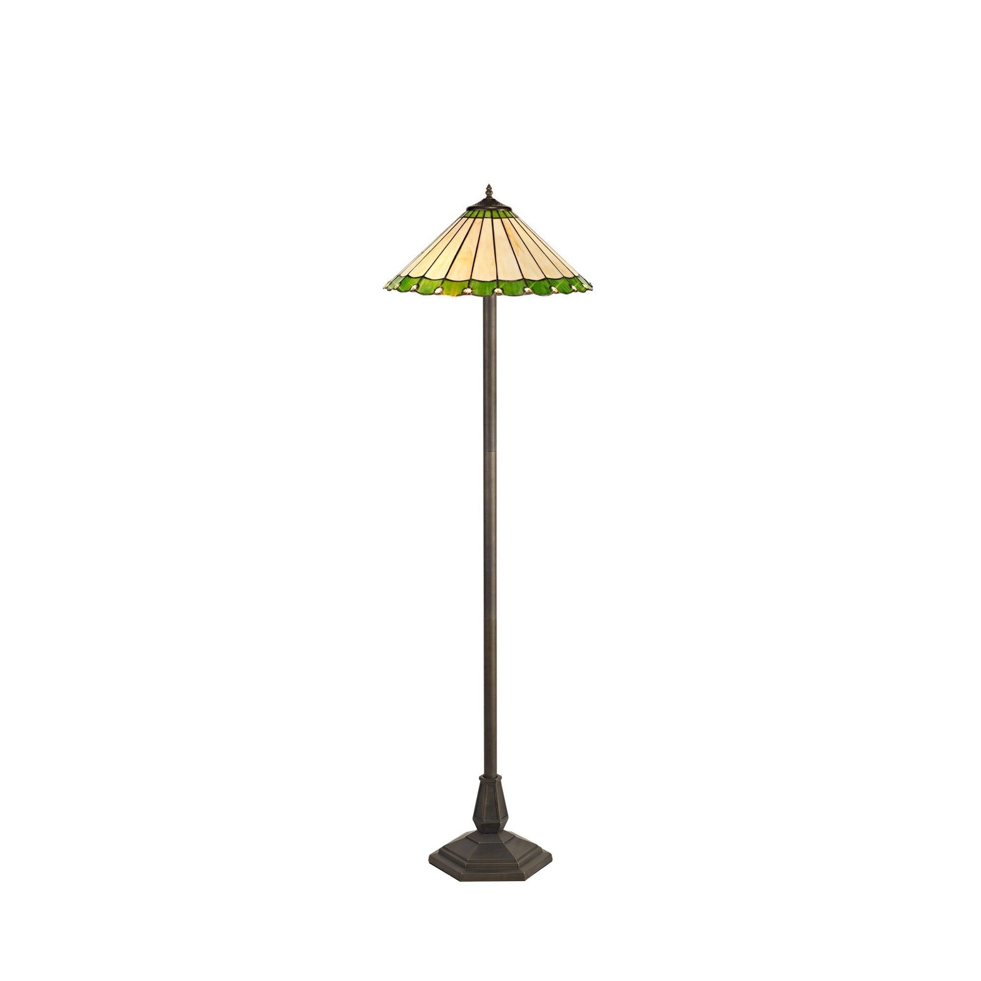 Sheitsr 2 Light Leaf, Octagonal, Stepped Design Floor Lamp E27 With 40cm Tiffany Shade