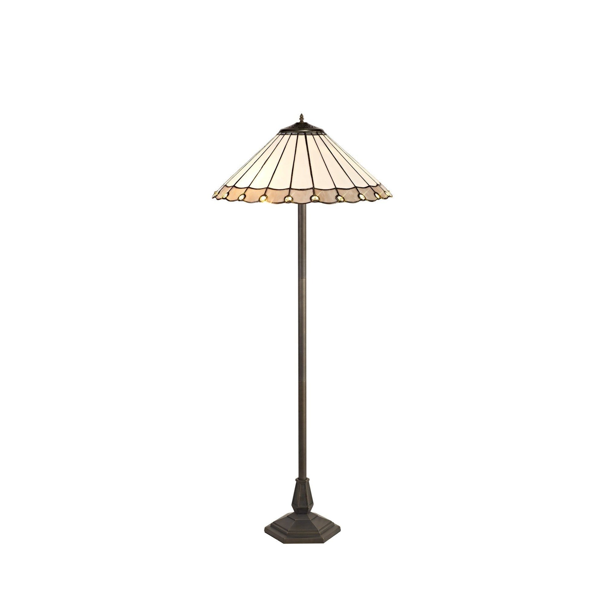 Sheitsr 2 Light Leaf, Octagonal, Stepped Design Floor Lamp E27 With 40cm Tiffany Shade