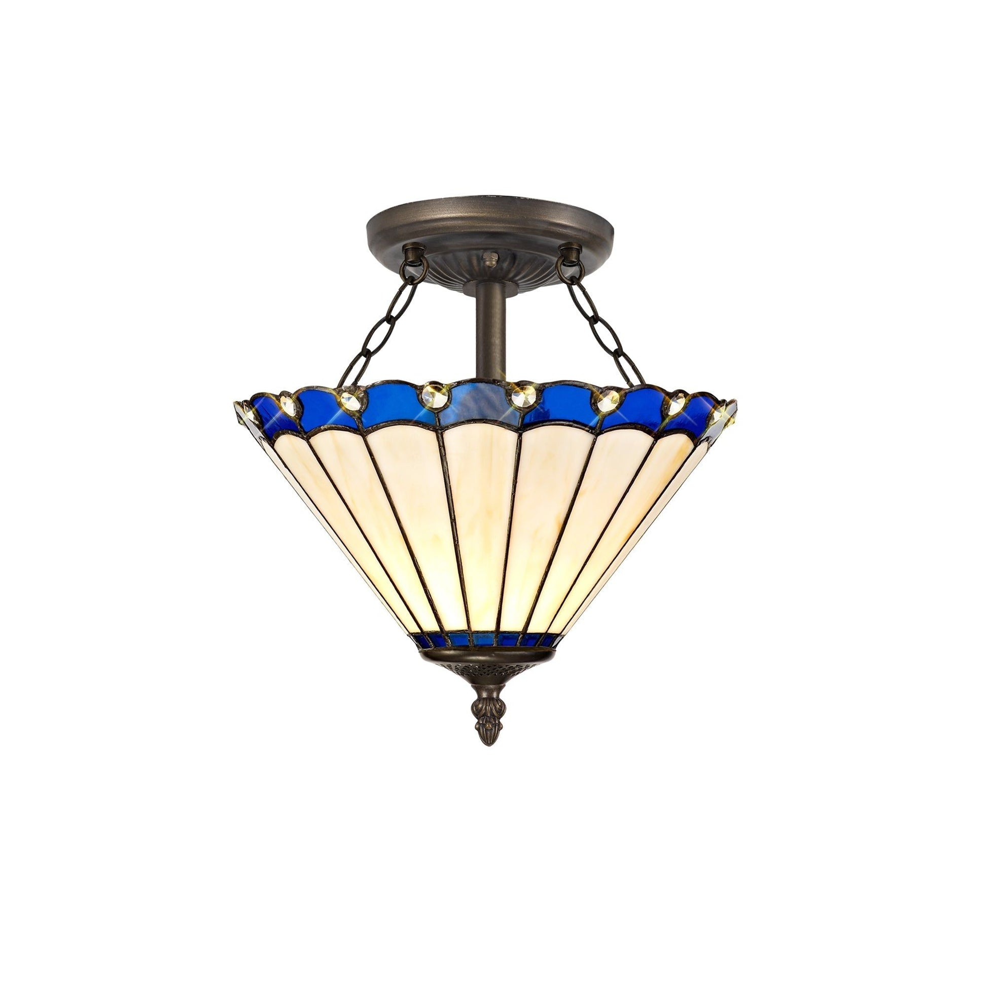 Sheitsr 2 Light Semi Ceiling E27 With 30cm Tiffany Shade