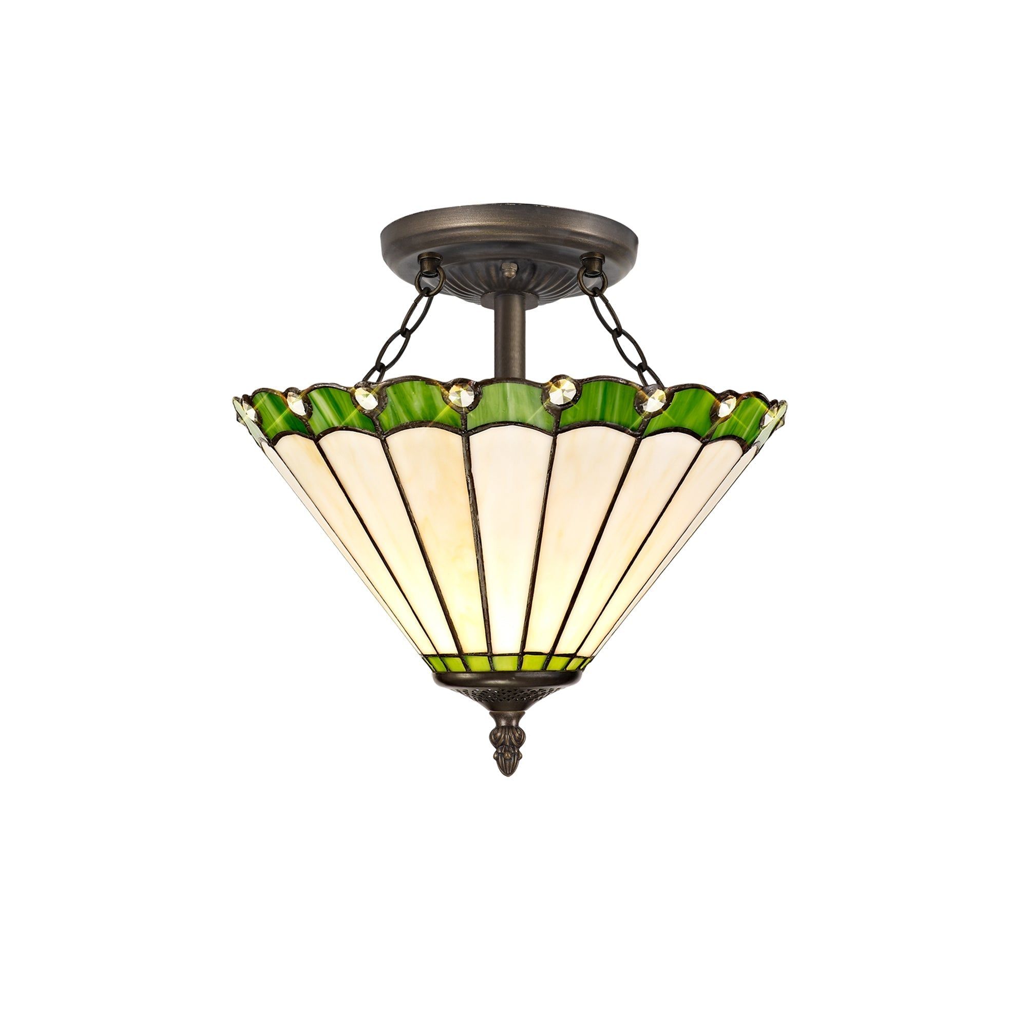 Sheitsr 2 Light Semi Ceiling E27 With 30cm Tiffany Shade