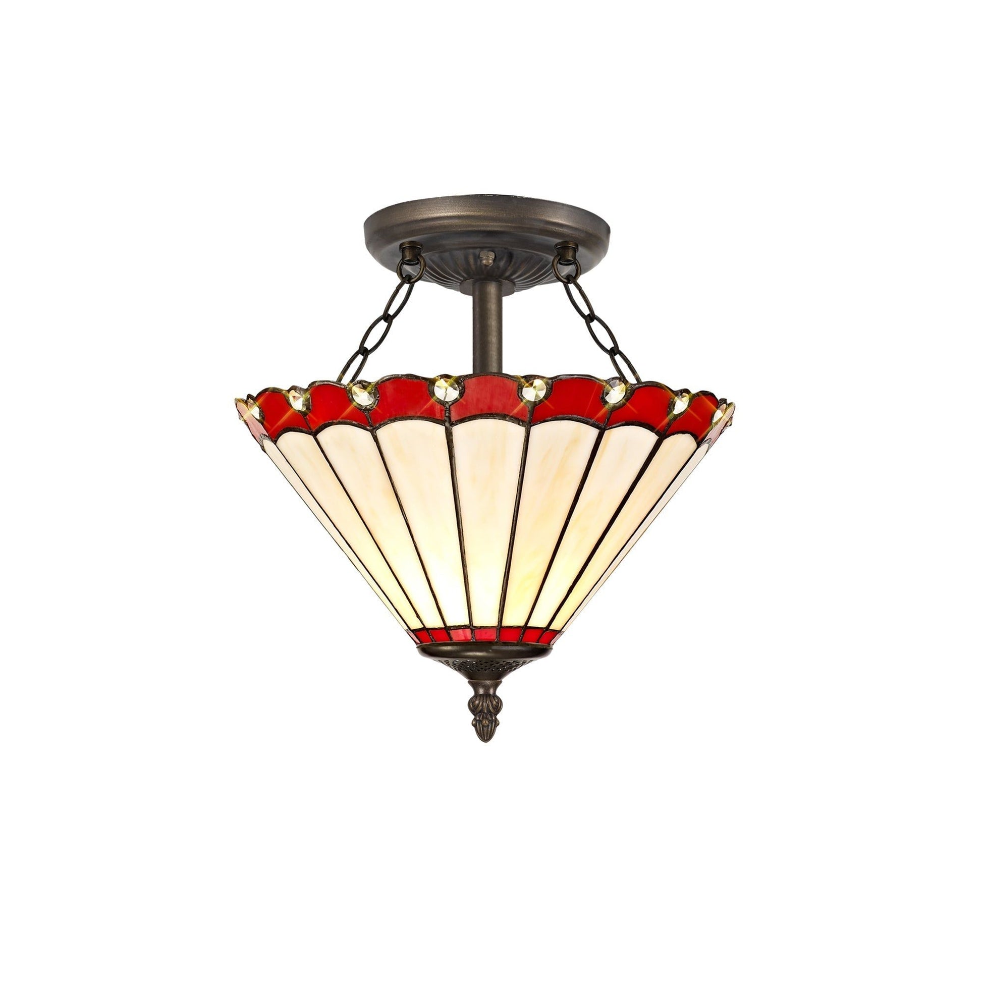 Sheitsr 2 Light Semi Ceiling E27 With 30cm Tiffany Shade