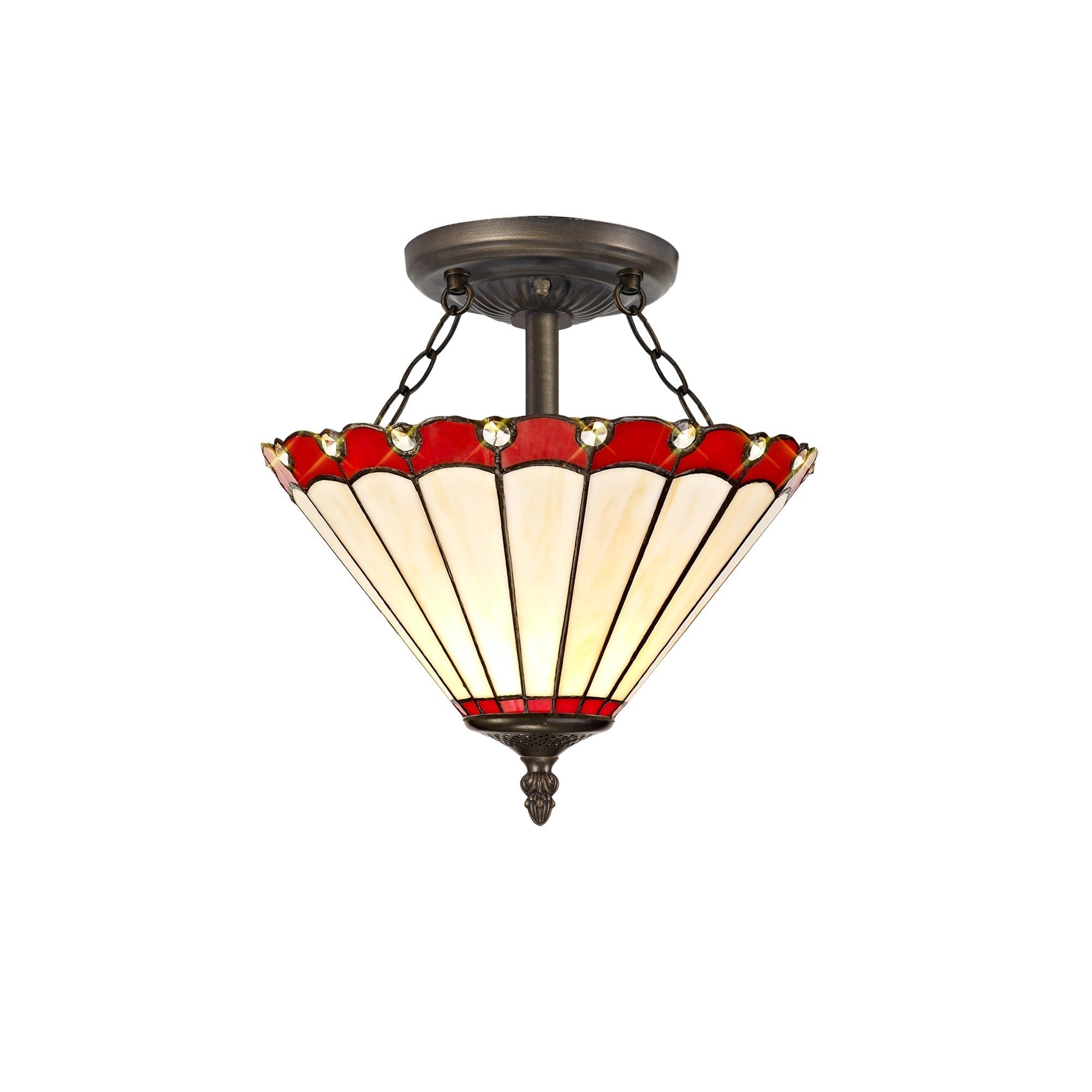 Sheitsr 2 Light Semi Ceiling E27 With 30cm Tiffany Shade
