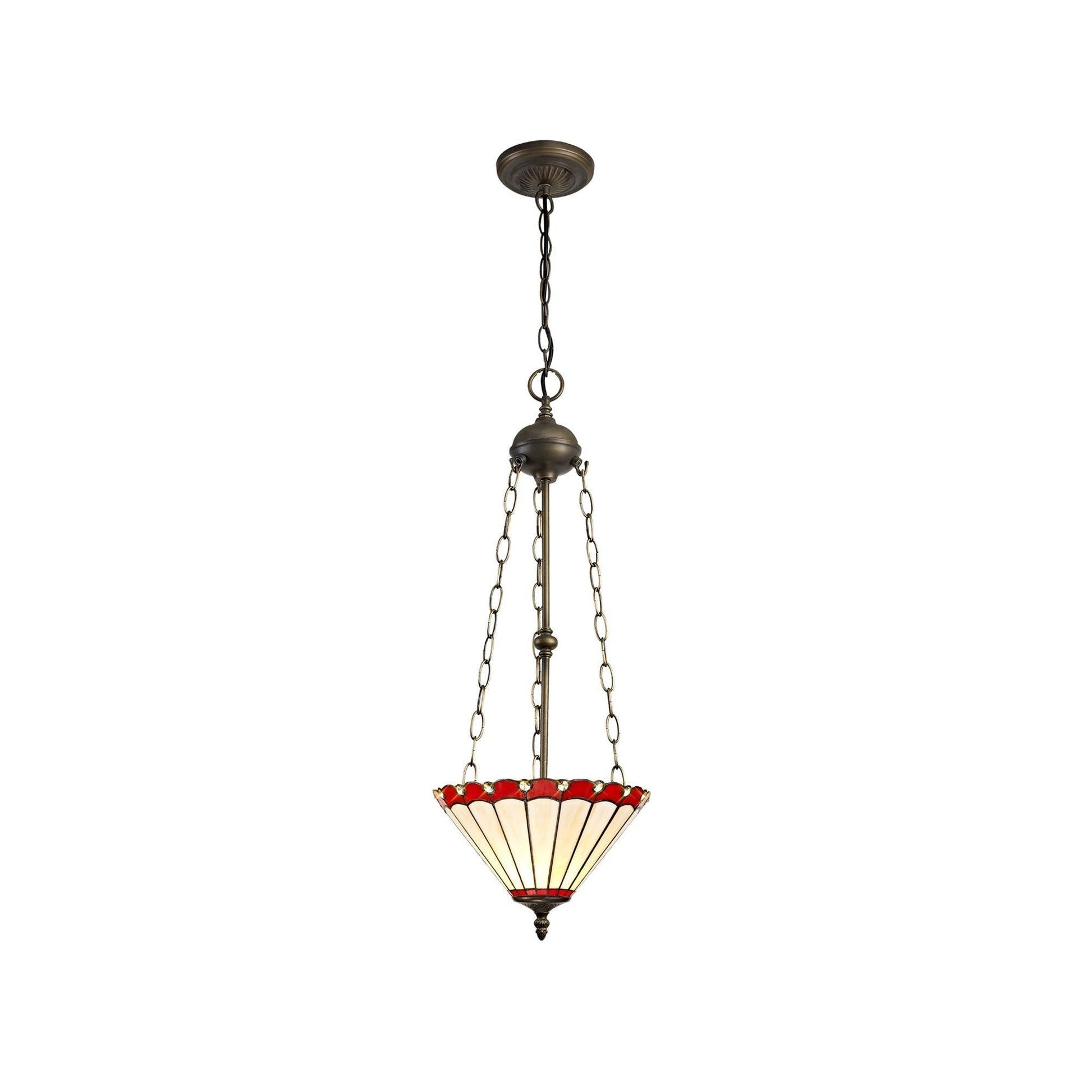 Umbria 2 Light Uplighter Pendant E27 With 30/40cm Tiffany Shade Antique Brass - Cusack Lighting
