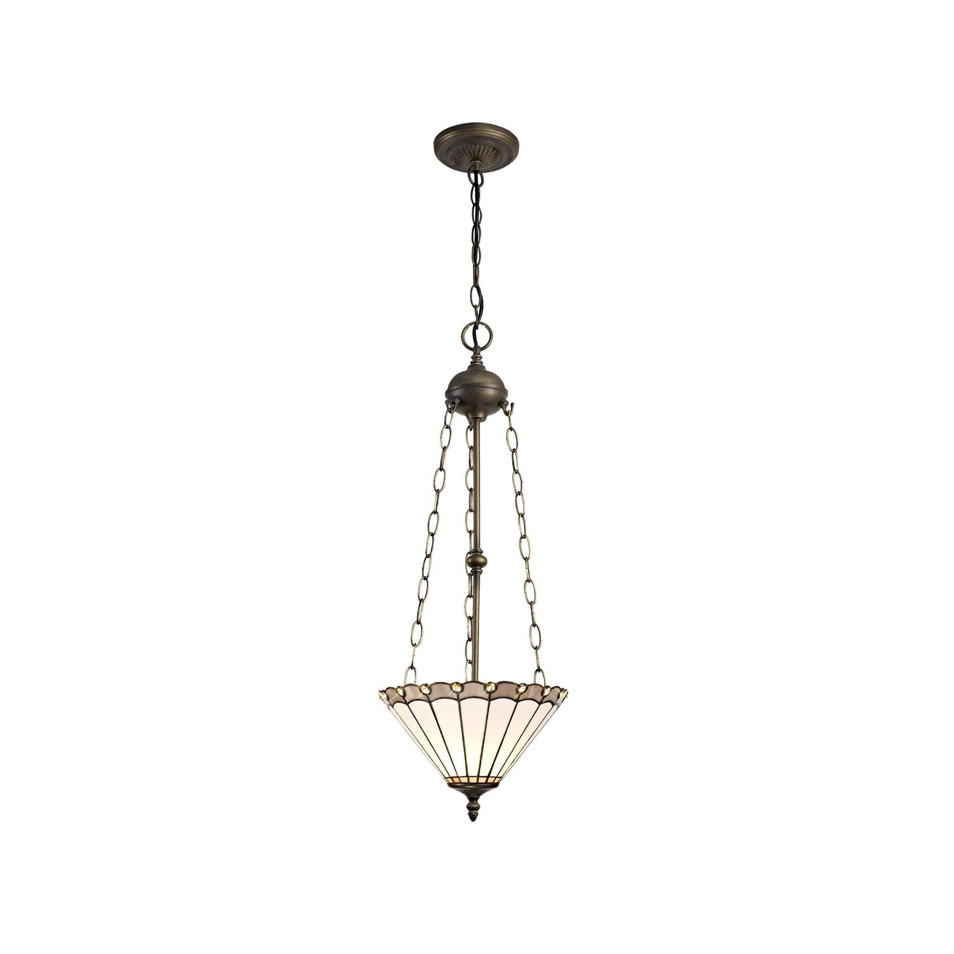Umbria 2 Light Uplighter Pendant E27 With 30/40cm Tiffany Shade Antique Brass - Cusack Lighting