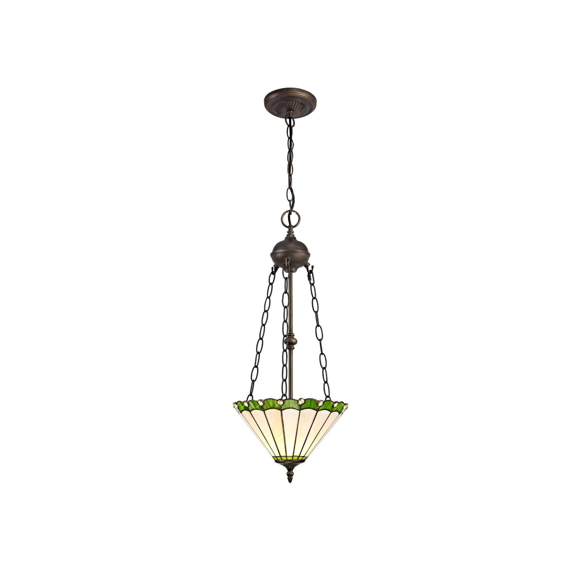 Umbria 2 Light Uplighter Pendant E27 With 30/40cm Tiffany Shade Antique Brass - Cusack Lighting