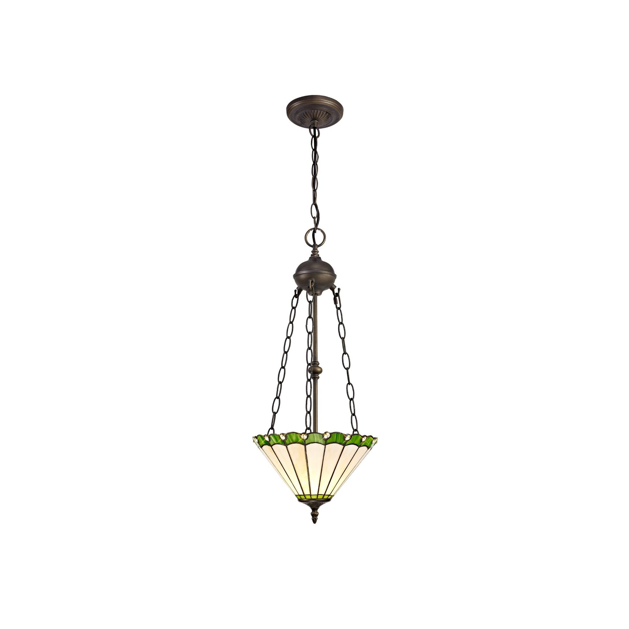 Umbria 2 Light Uplighter Pendant E27 With 30/40cm Tiffany Shade Antique Brass - Cusack Lighting