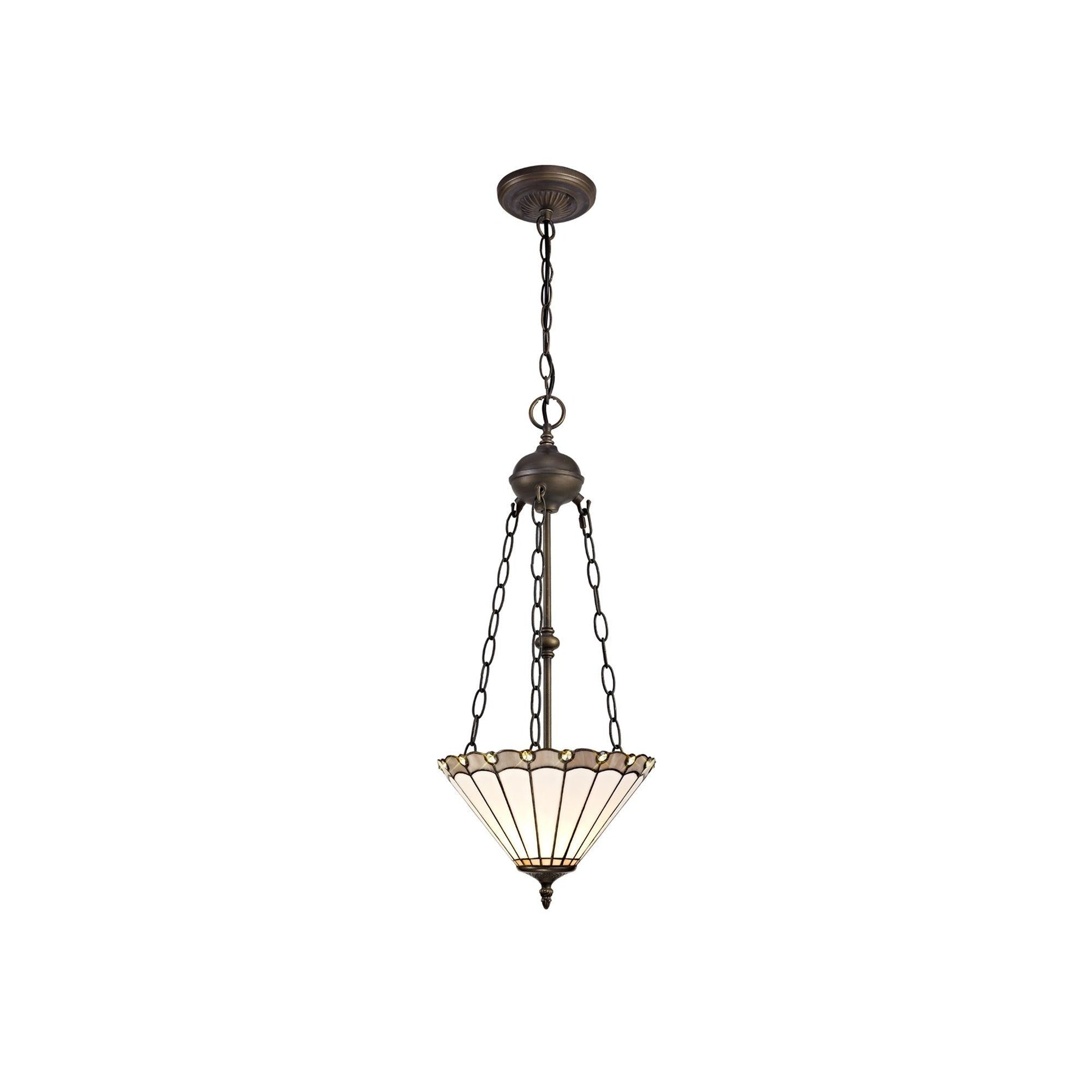 Umbria 2 Light Uplighter Pendant E27 With 30/40cm Tiffany Shade Antique Brass - Cusack Lighting
