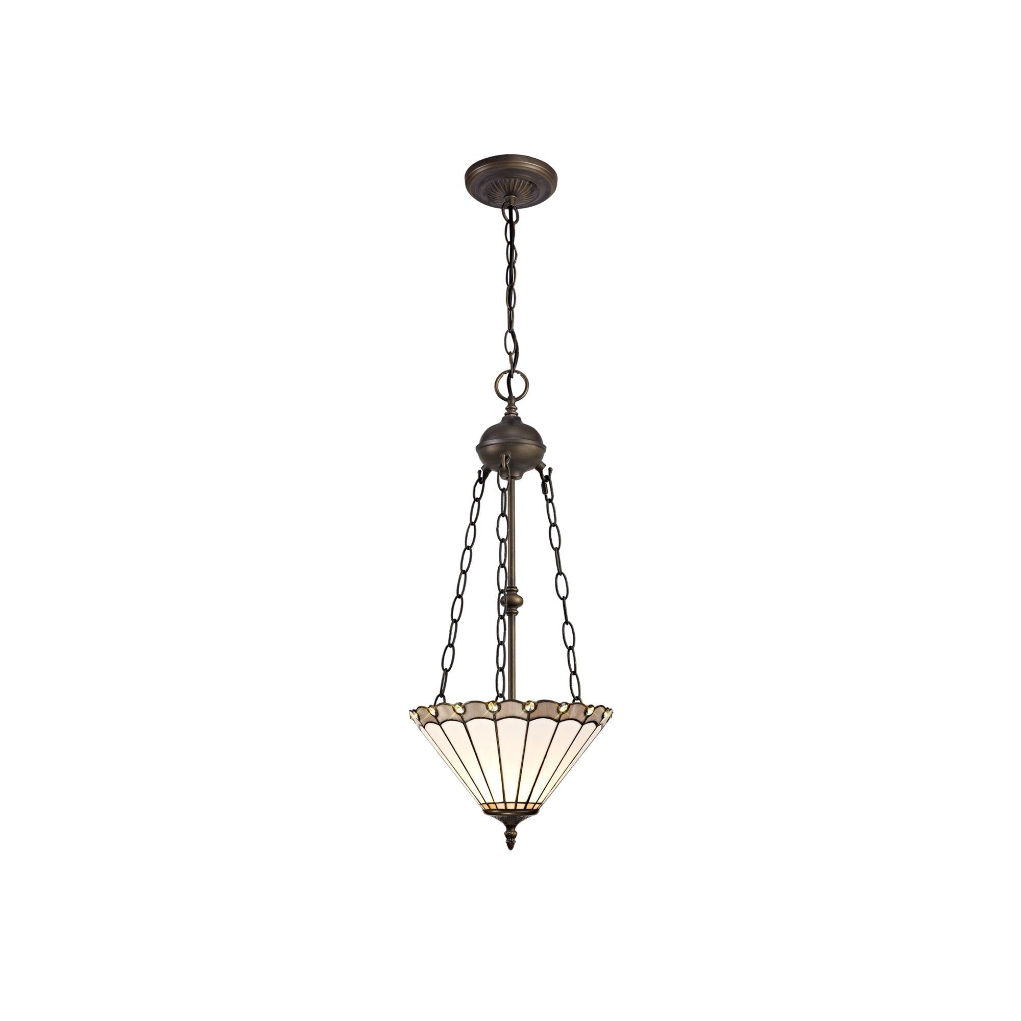 Umbria 2 Light Uplighter Pendant E27 With 30/40cm Tiffany Shade Antique Brass - Cusack Lighting