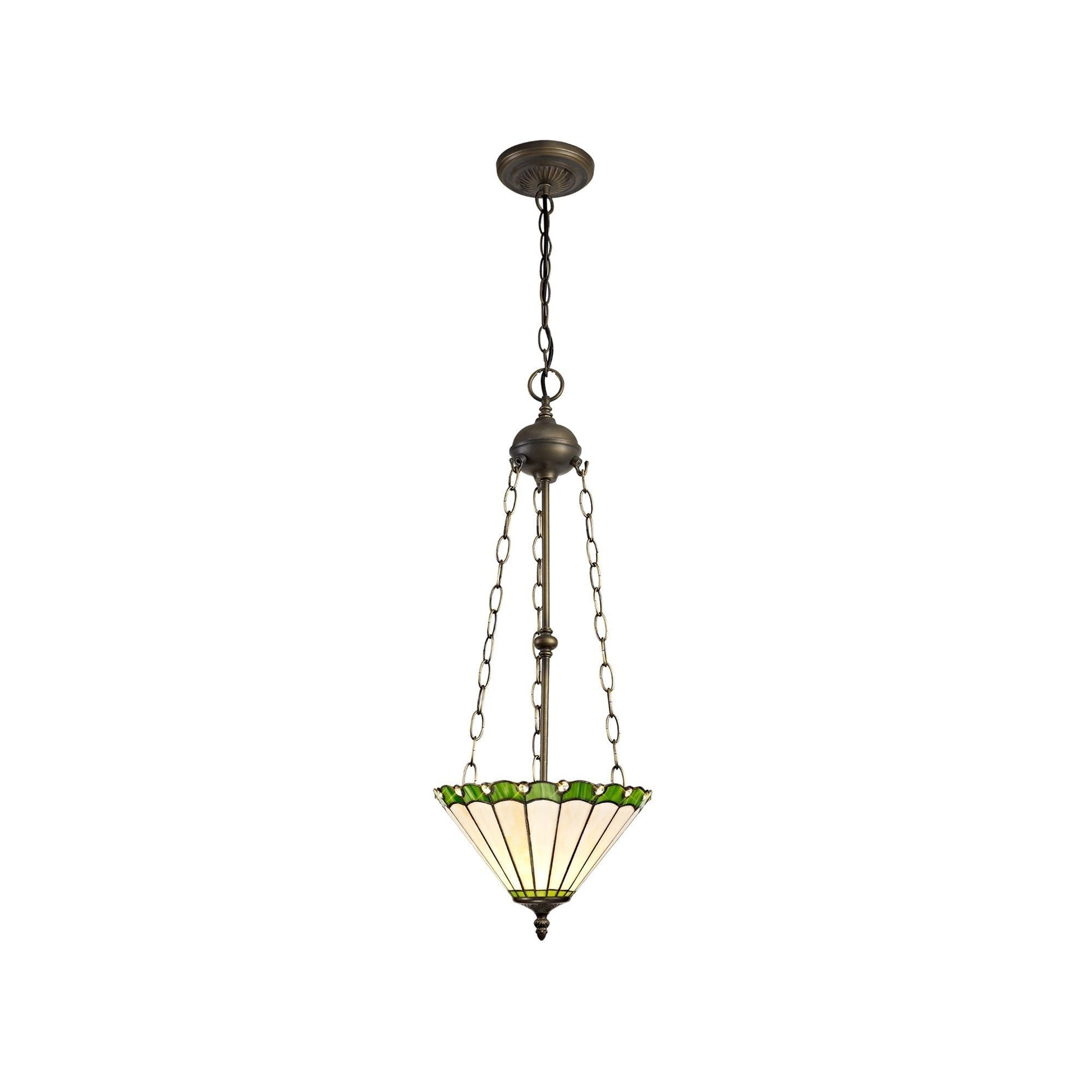 Umbria 2 Light Uplighter Pendant E27 With 30/40cm Tiffany Shade Antique Brass - Cusack Lighting
