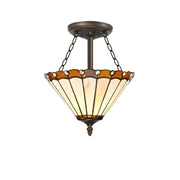 Sheitsr 3 Light Semi Ceiling E27 With 30cm Tiffany Shade