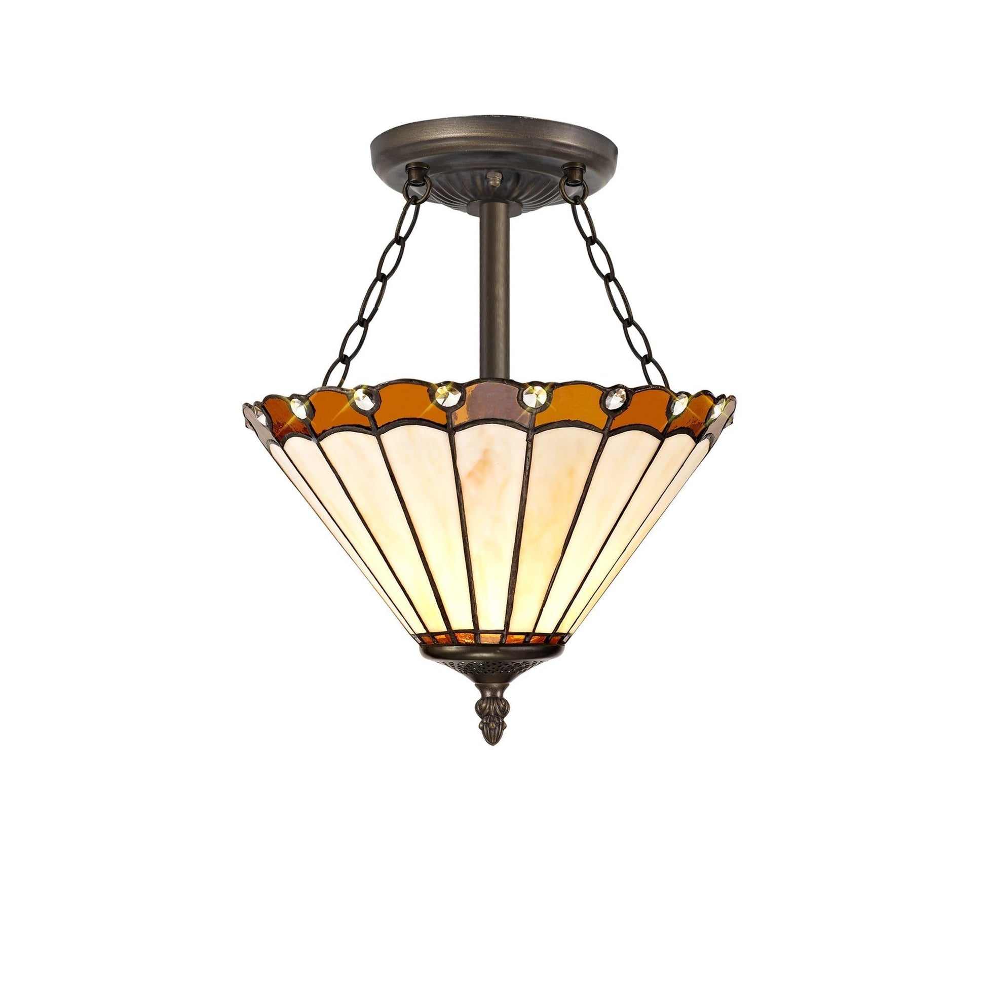 Sheitsr 3 Light Semi Ceiling E27 With 30cm Tiffany Shade