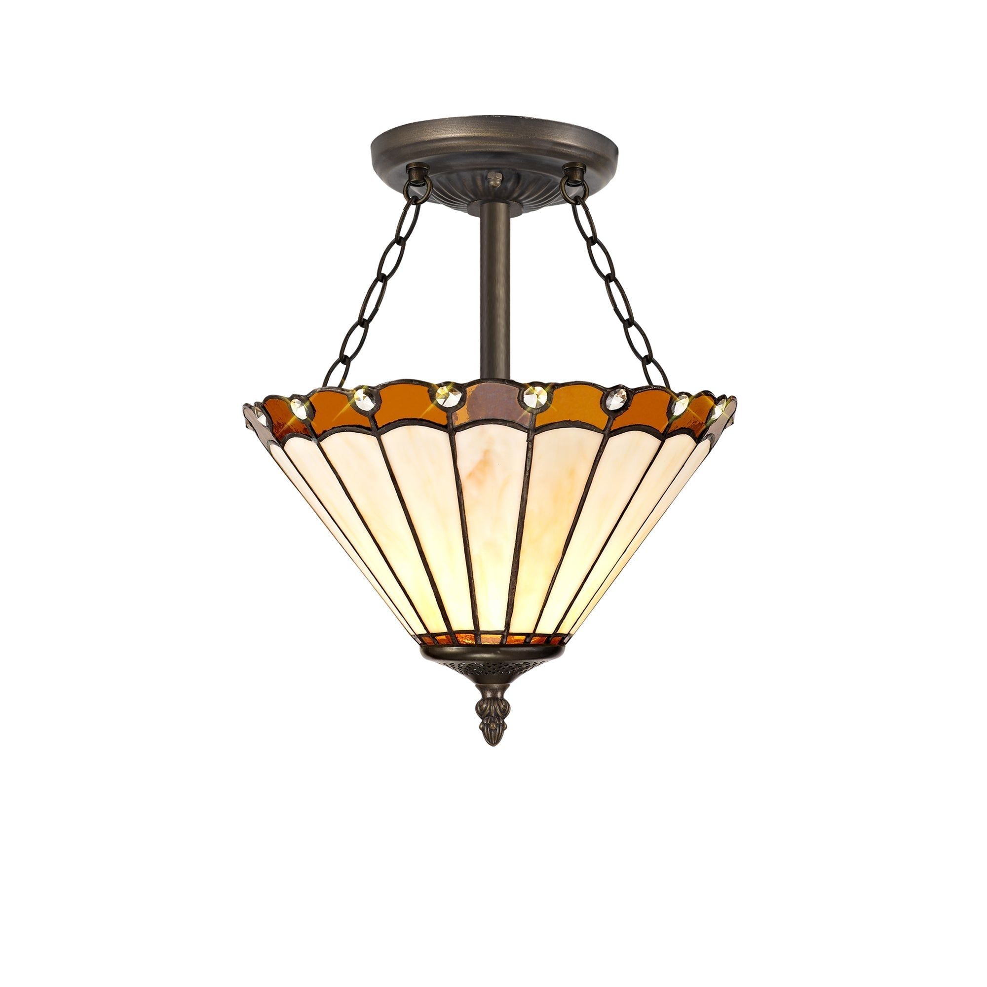 Sheitsr 3 Light Semi Ceiling E27 With 30cm Tiffany Shade