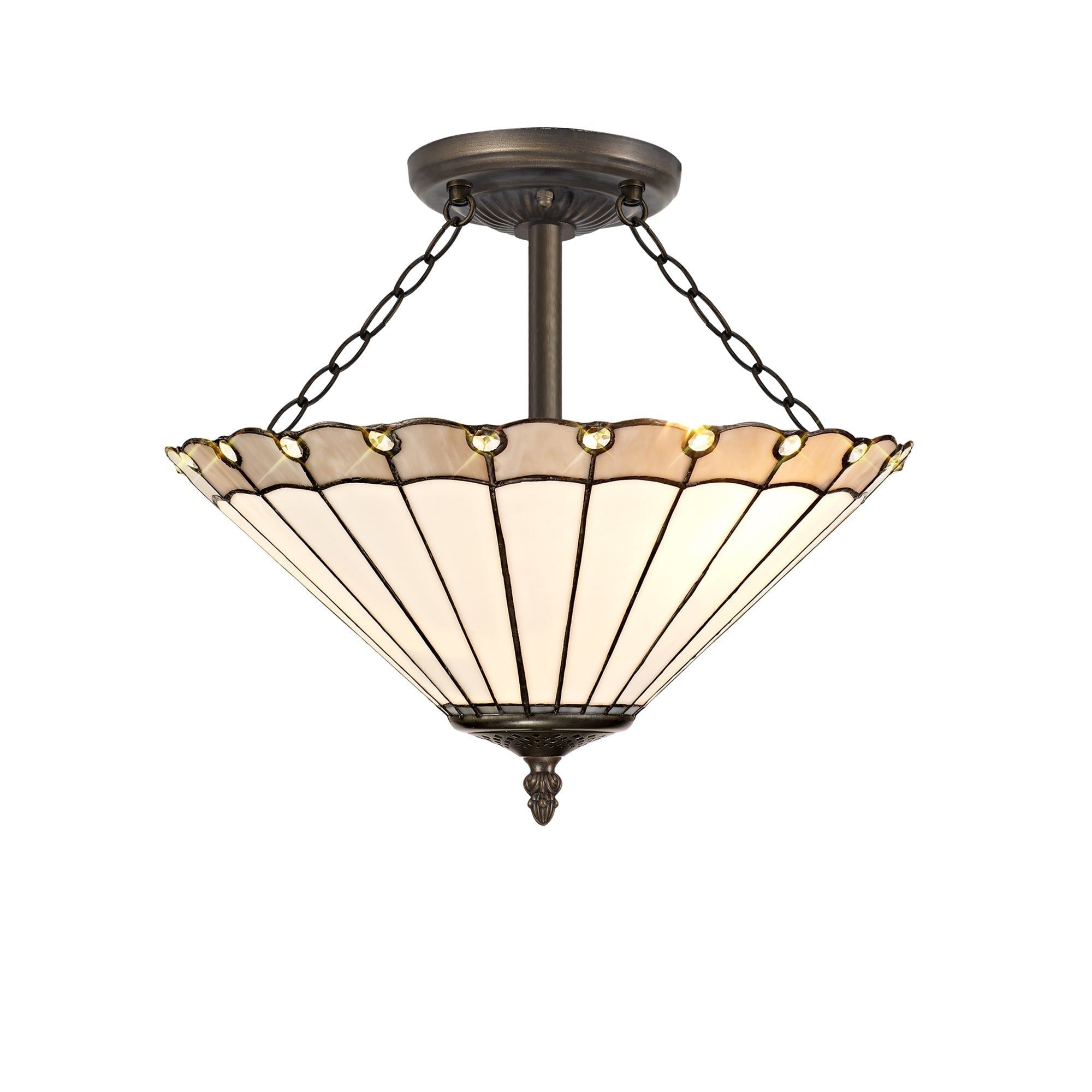 Sheitsr 3 Light Semi Ceiling E27 With 30cm Tiffany Shade