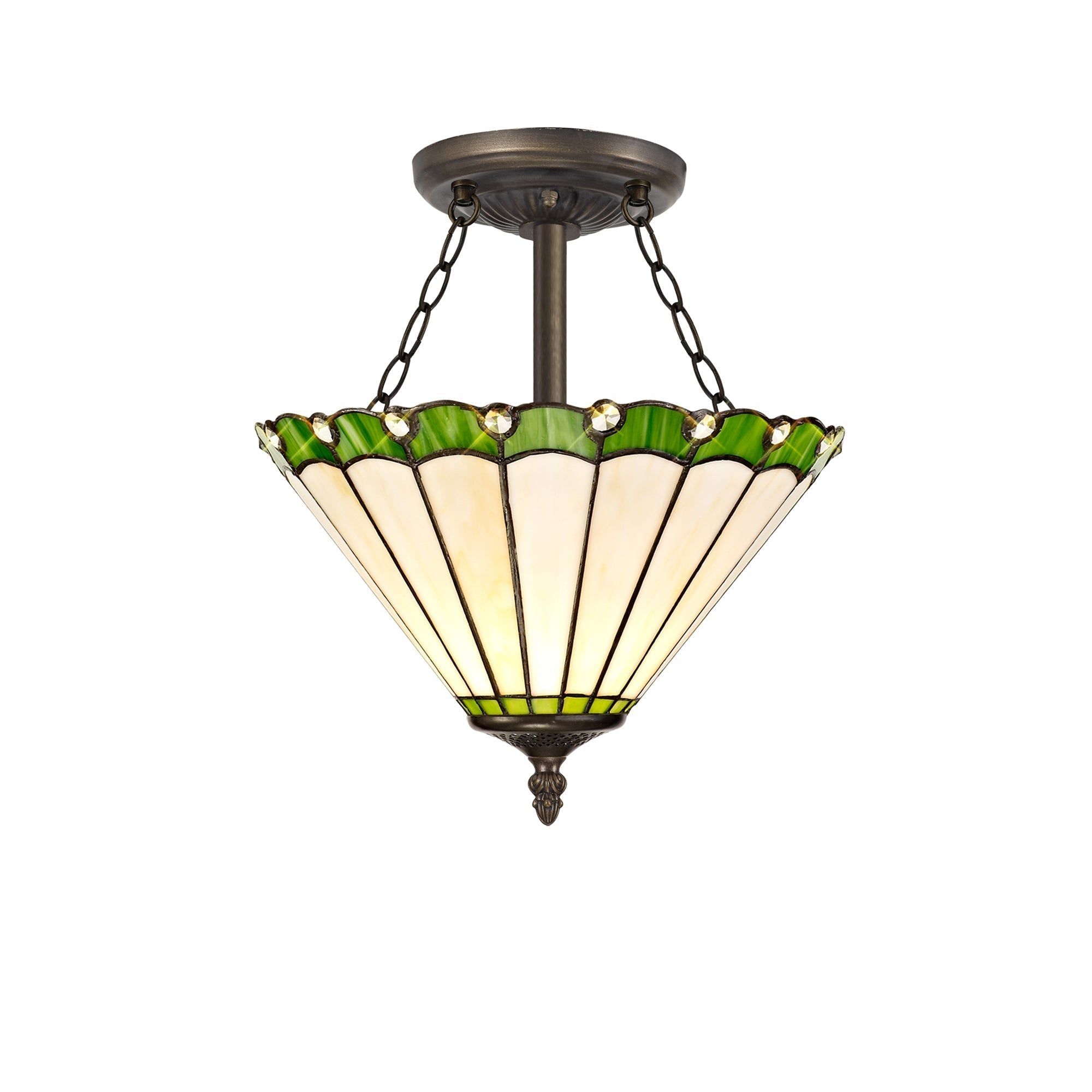 Sheitsr 3 Light Semi Ceiling E27 With 30cm Tiffany Shade