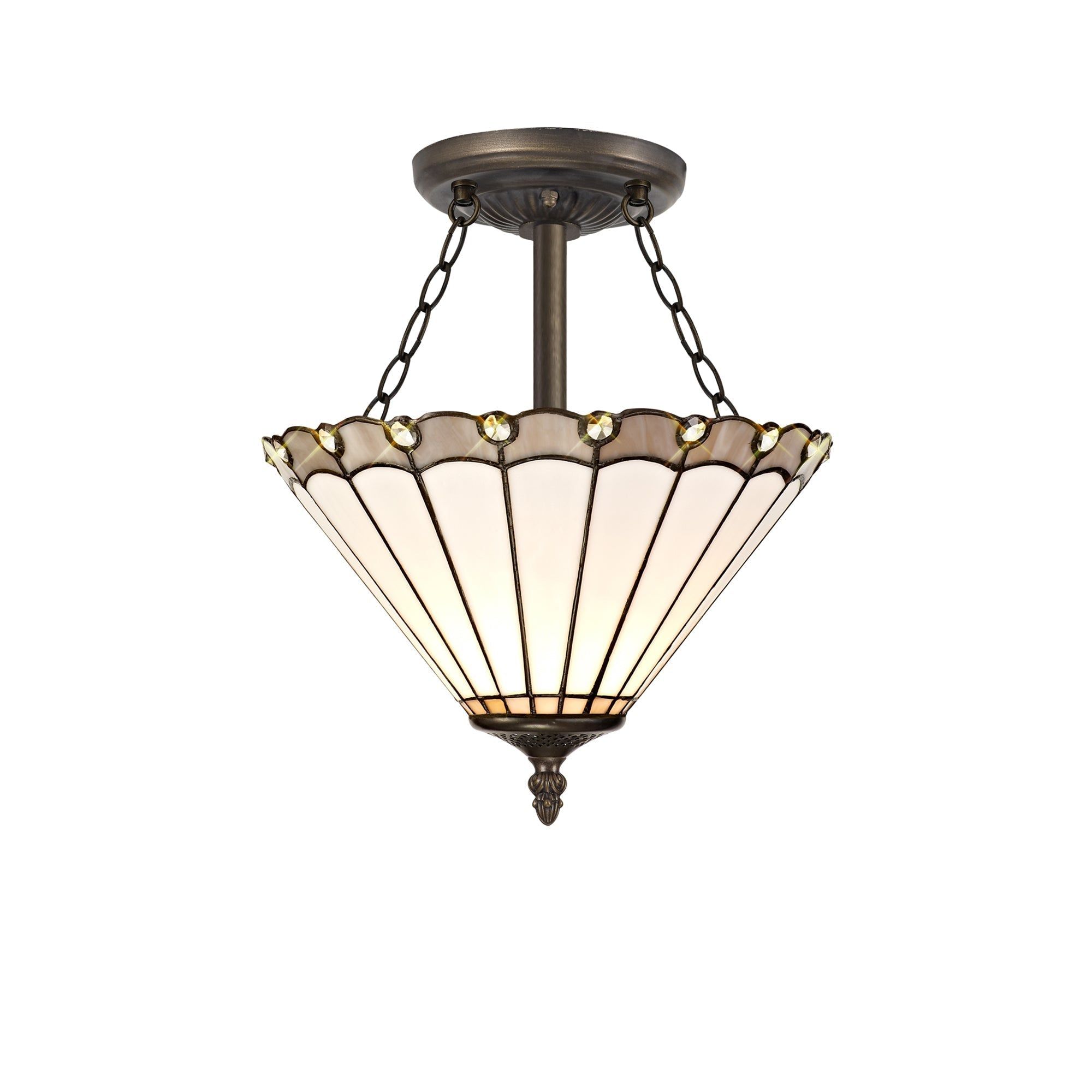 Sheitsr 3 Light Semi Ceiling E27 With 30cm Tiffany Shade