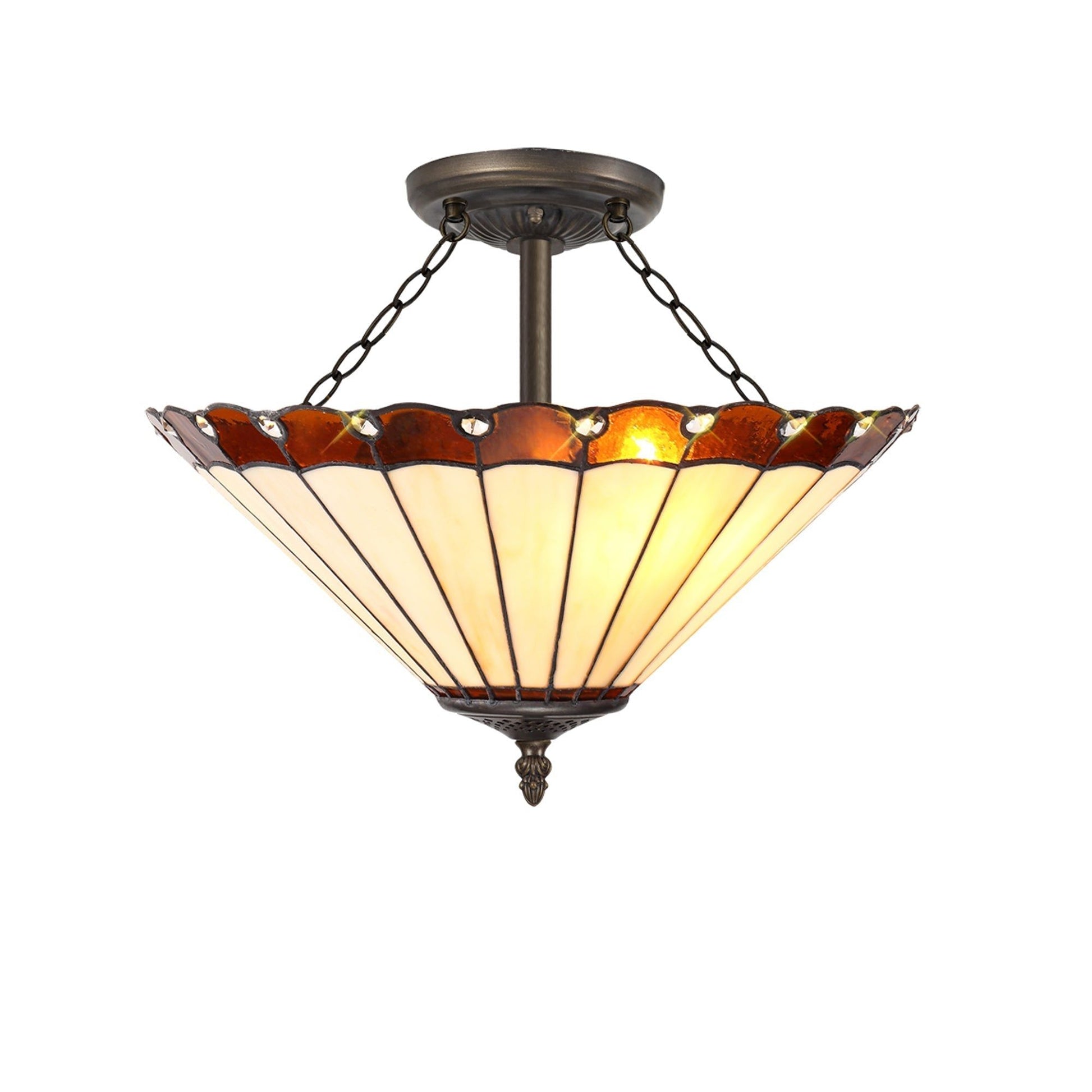 Sheitsr 3 Light Semi Ceiling E27 With 30cm Tiffany Shade