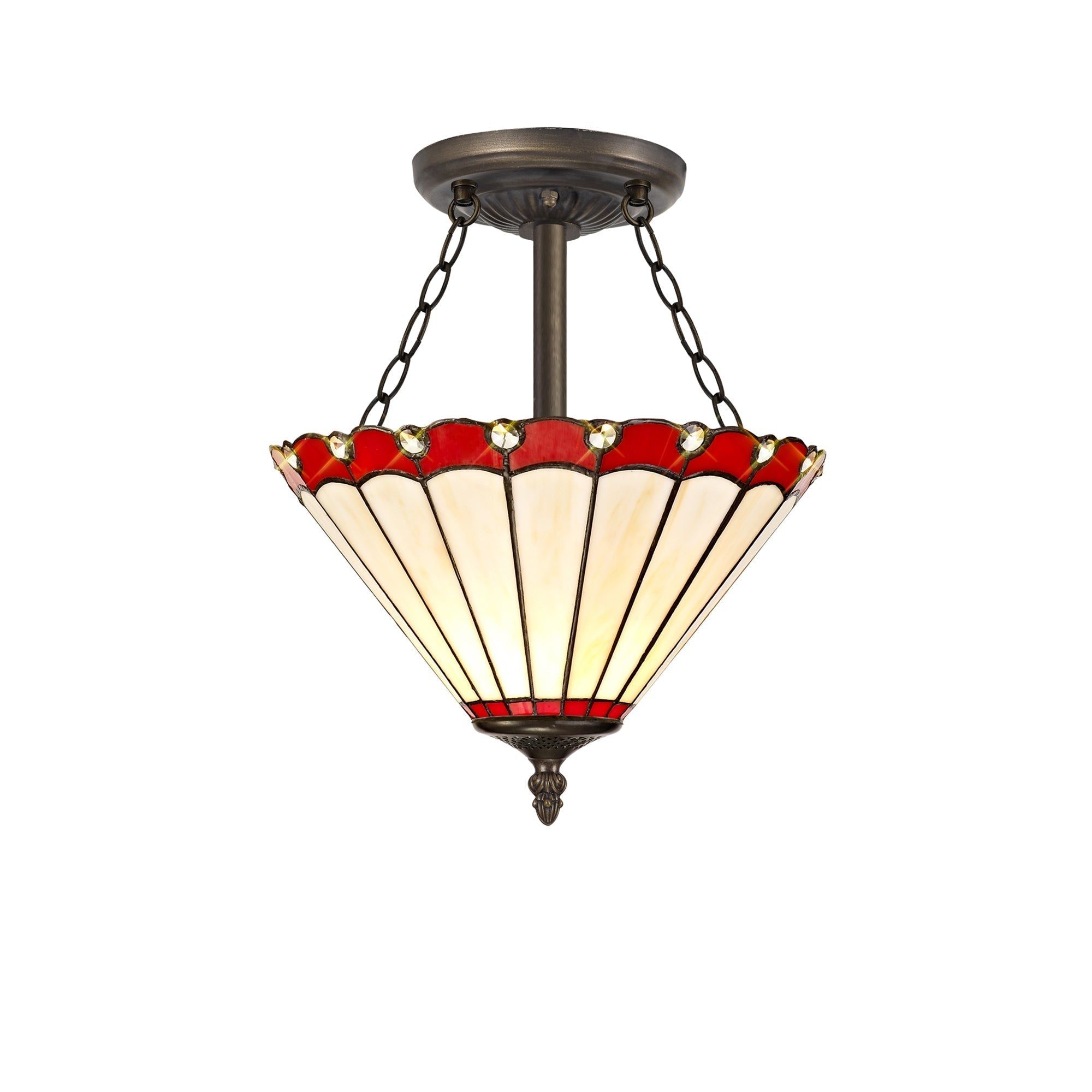 Sheitsr 3 Light Semi Ceiling E27 With 30cm Tiffany Shade
