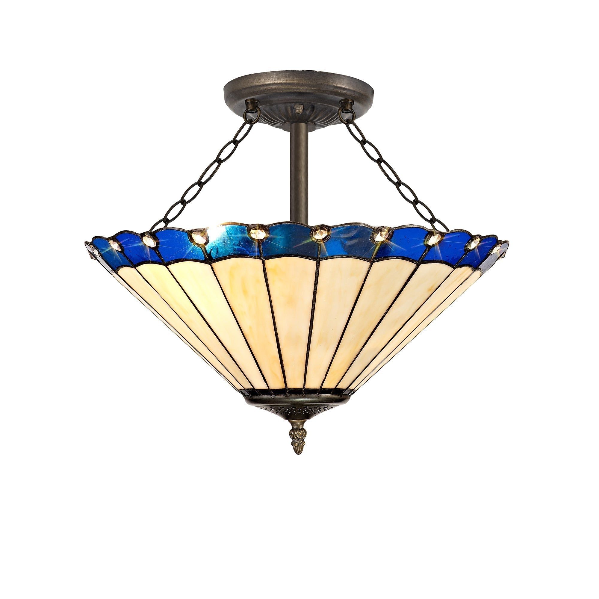Sheitsr 3 Light Semi Ceiling E27 With 30cm Tiffany Shade
