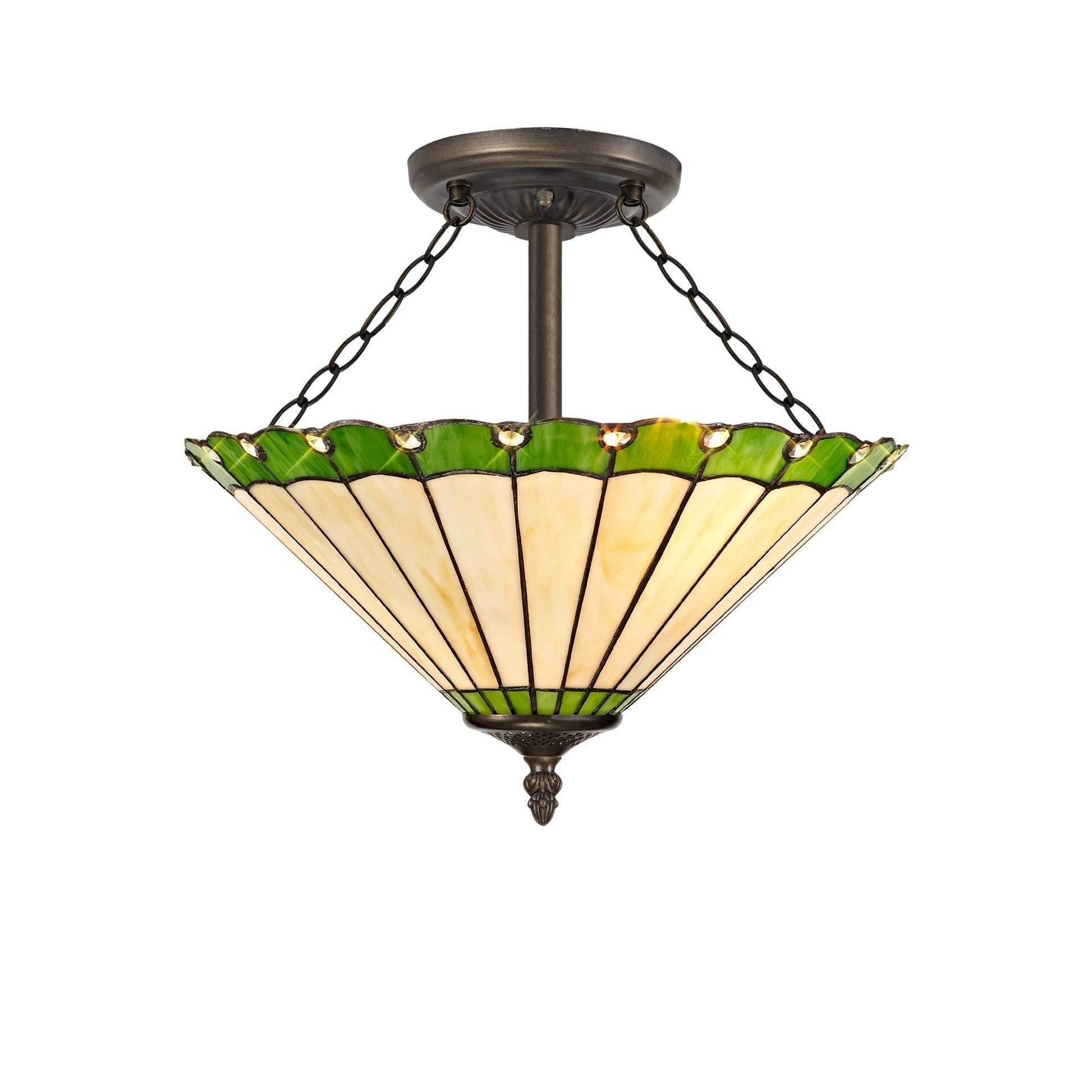 Sheitsr 3 Light Semi Ceiling E27 With 30cm Tiffany Shade