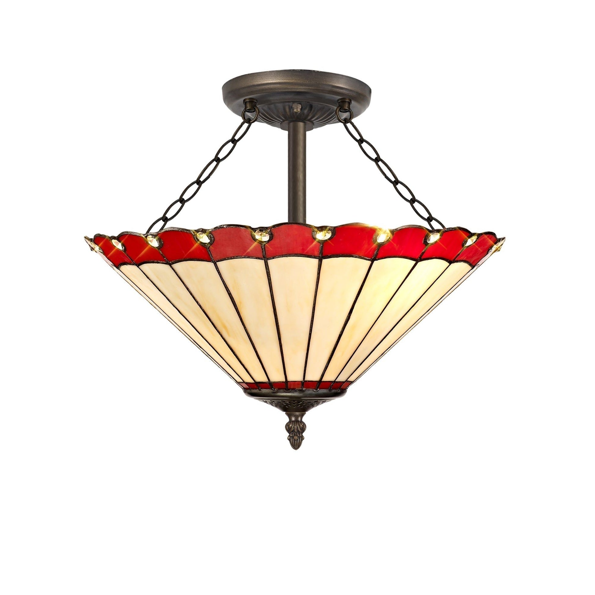 Sheitsr 3 Light Semi Ceiling E27 With 30cm Tiffany Shade