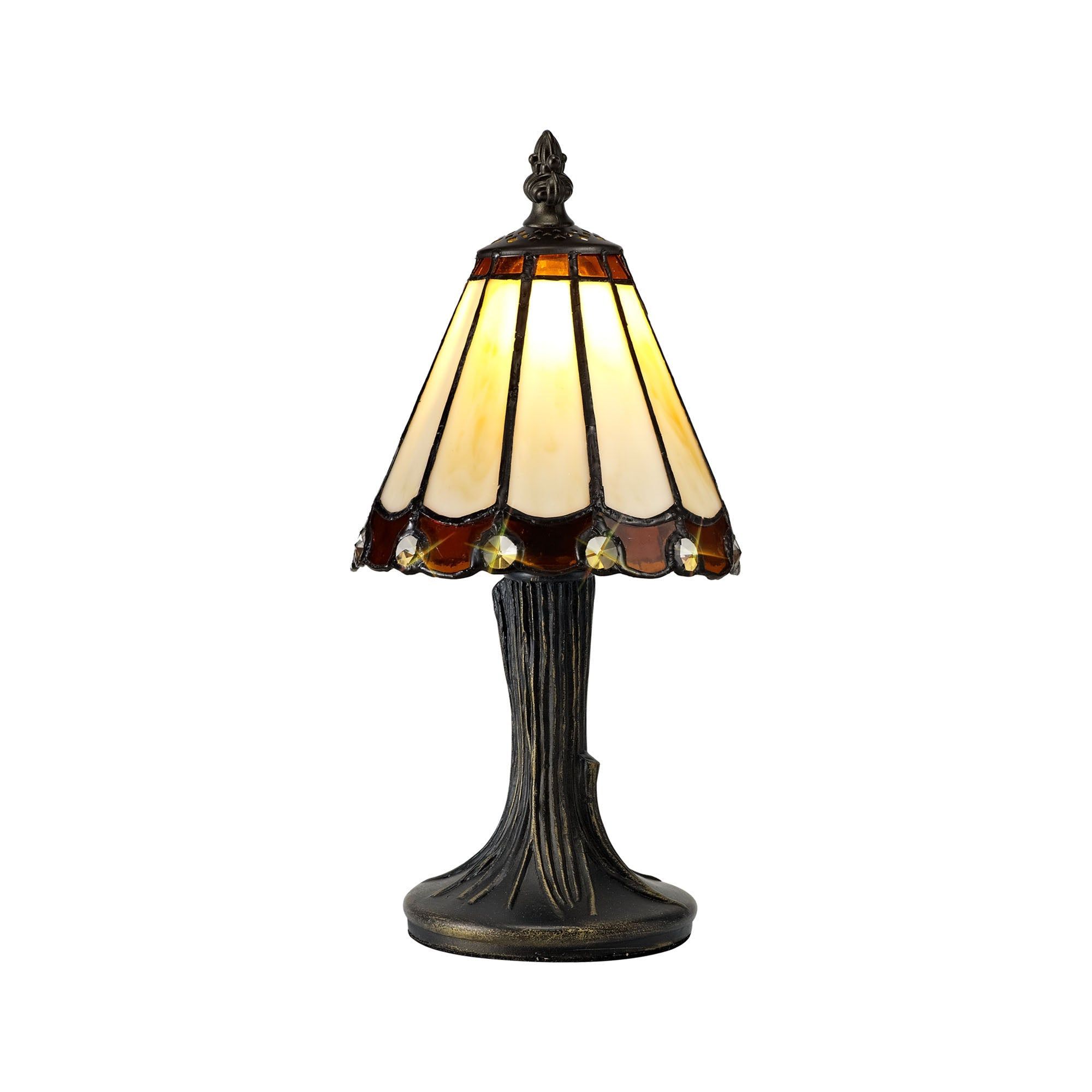 Sheitsr Tiffany Table Lamp, 1 x E14, Cream/Amber/Clear Crystal Shade