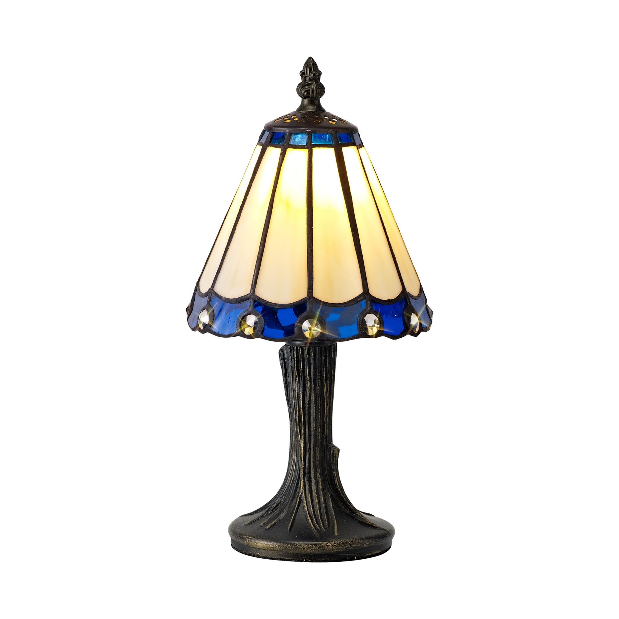 Sheitsr Tiffany Table Lamp, 1 x E14, Cream/Amber/Clear Crystal Shade