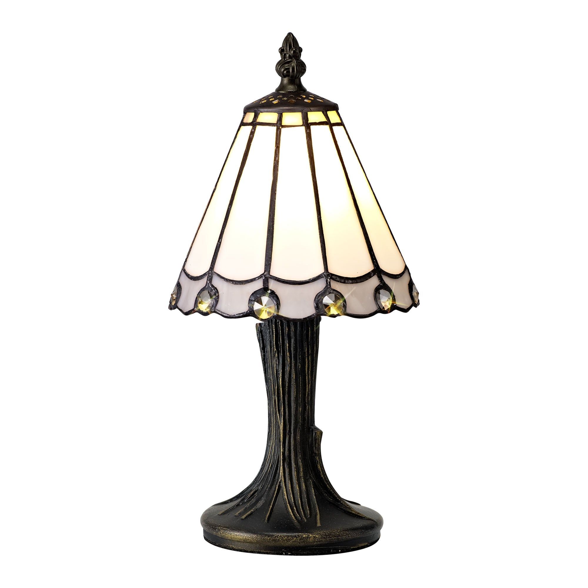 Sheitsr Tiffany Table Lamp, 1 x E14, Cream/Amber/Clear Crystal Shade