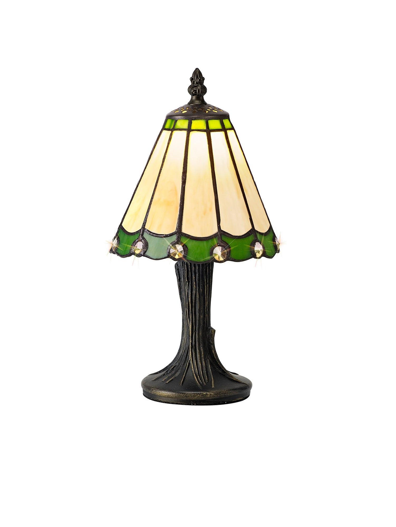 Sheitsr Tiffany Table Lamp, 1 x E14, Cream/Amber/Clear Crystal Shade