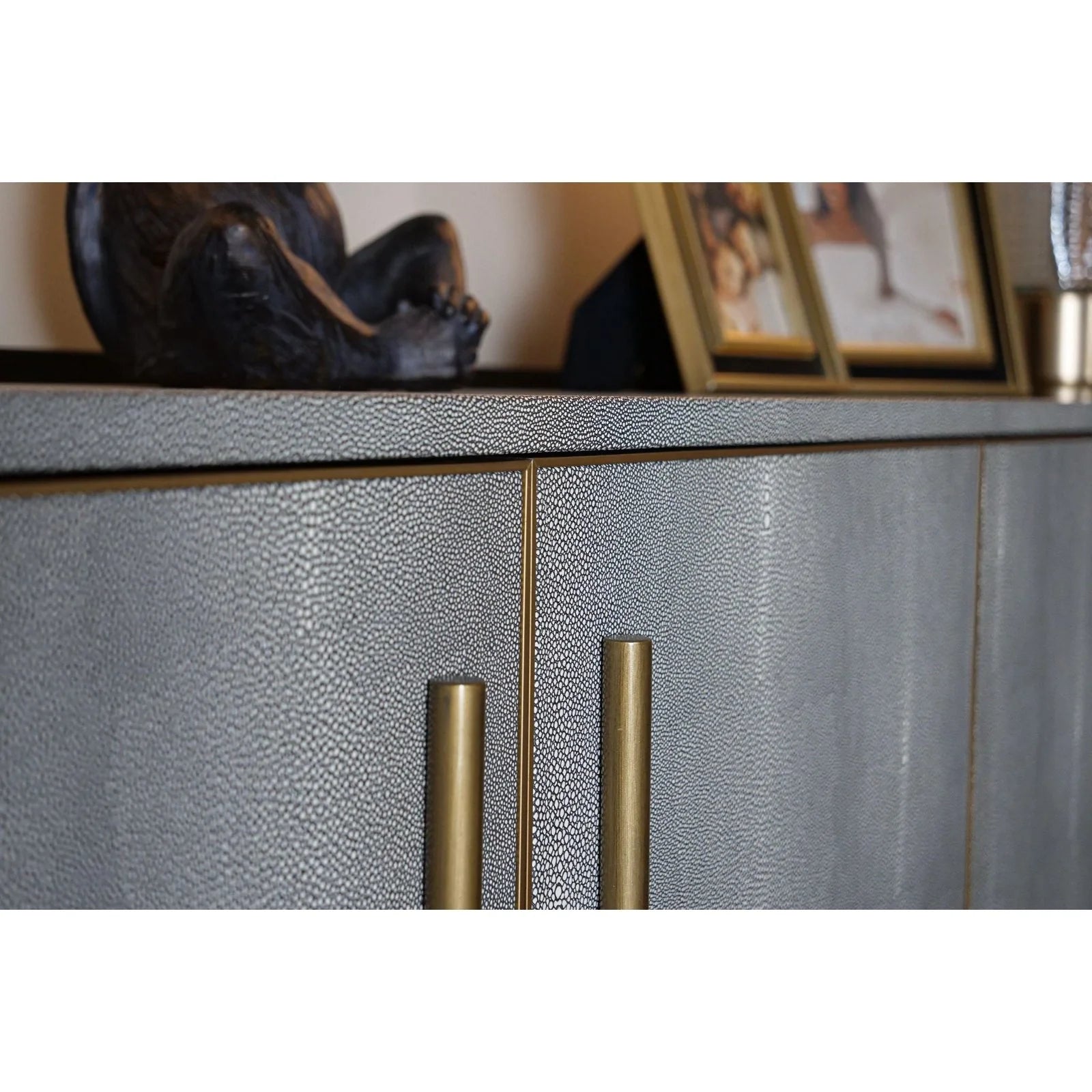 Limoges Bar Cabinet - Charcoal Black Oak Wood & Leatherette Finish