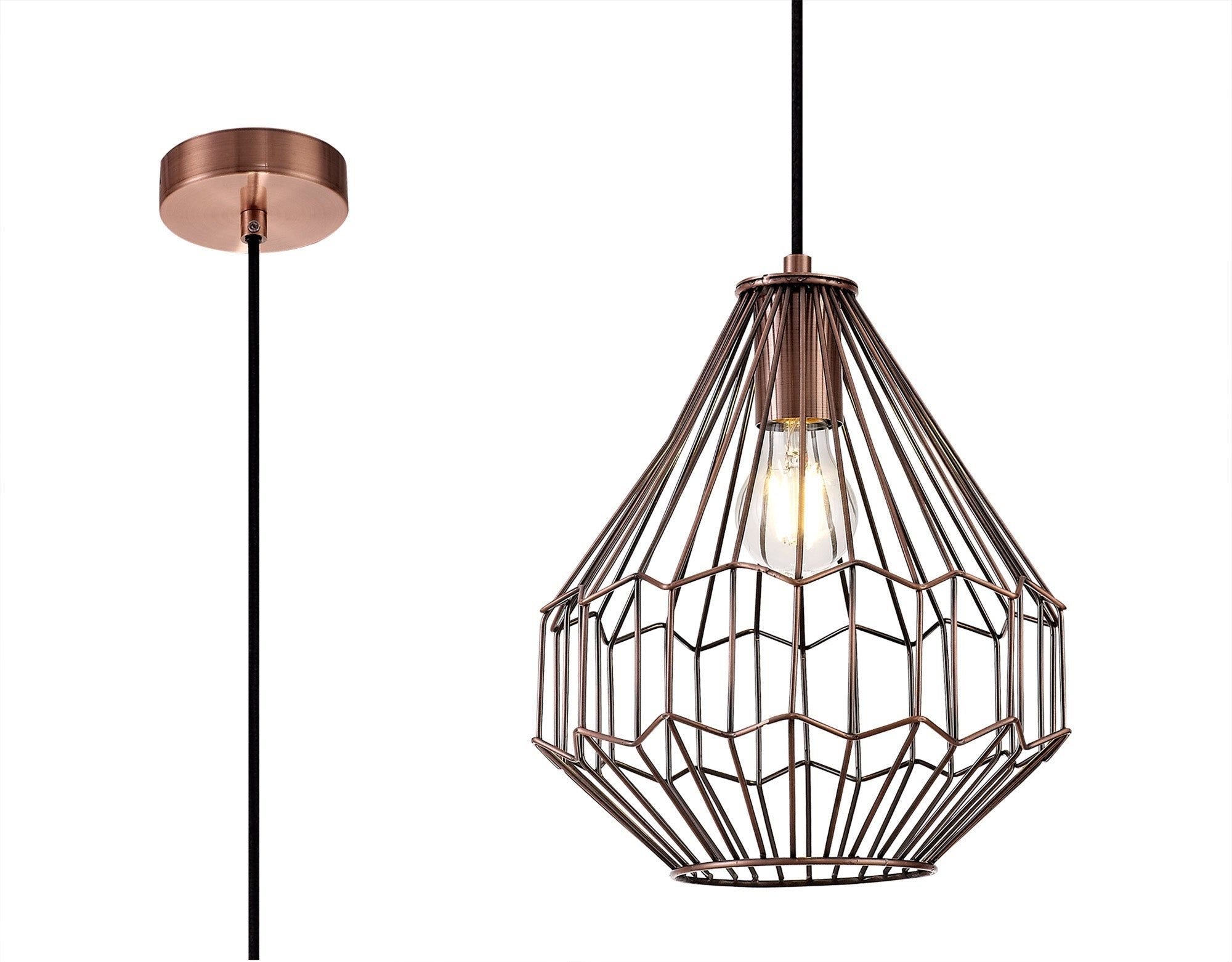 Atomver Large Pendant, 1 x E27, Antique Copper & Black IP20