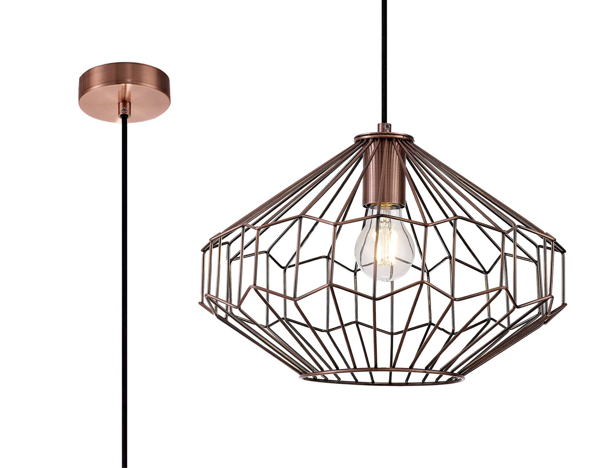 Atomver Medium Pendant, 1 x E27, Antique Copper & Black IP20