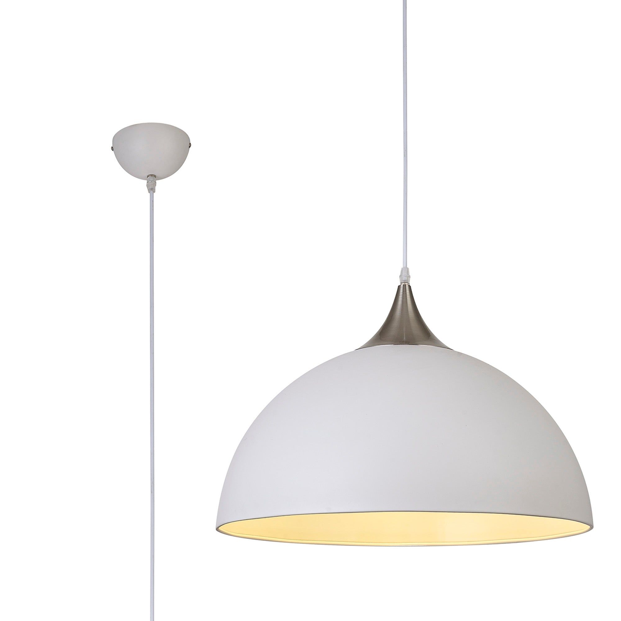 Ville 38cm Small Pendant Ceiling Light, 1 x E27 - Sand White & Satin Nickel/Graphite & Satin Nickel/Sand Grey  & Satin Nickel IP20 - Cusack Lighting