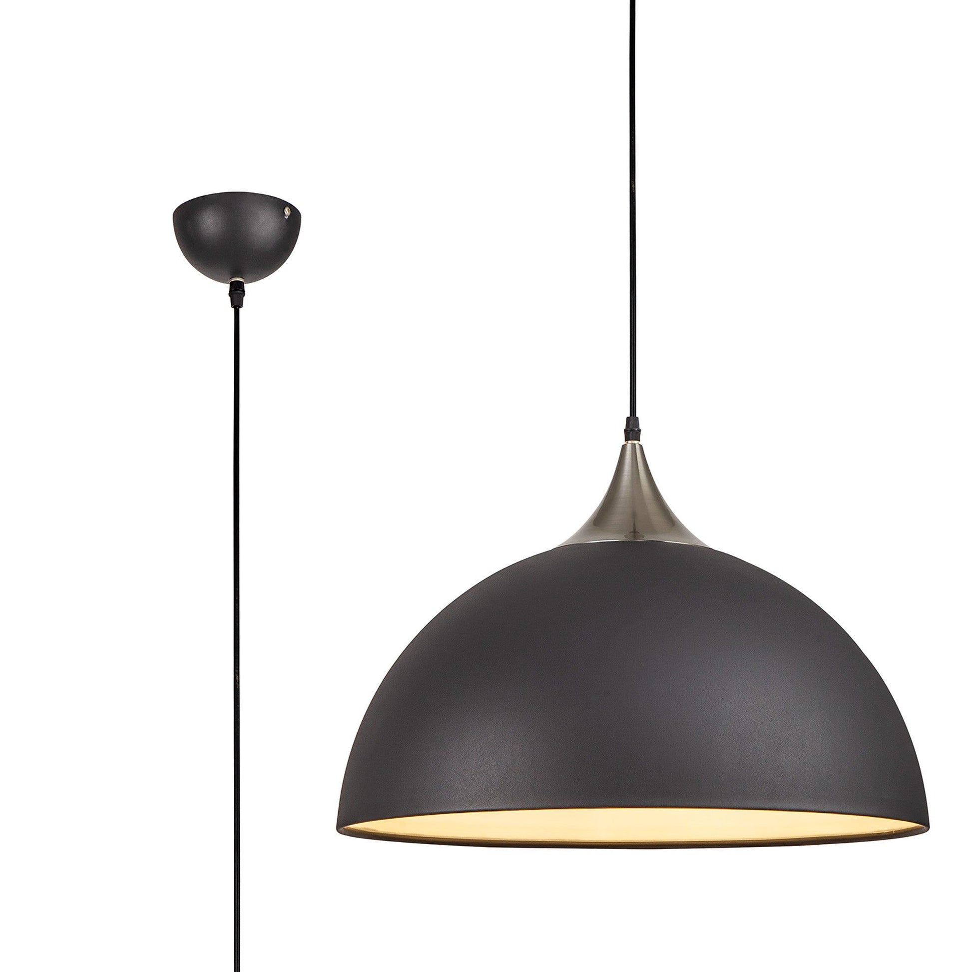 Ville 38cm Small Pendant Ceiling Light, 1 x E27 - Sand White & Satin Nickel/Graphite & Satin Nickel/Sand Grey  & Satin Nickel IP20 - Cusack Lighting