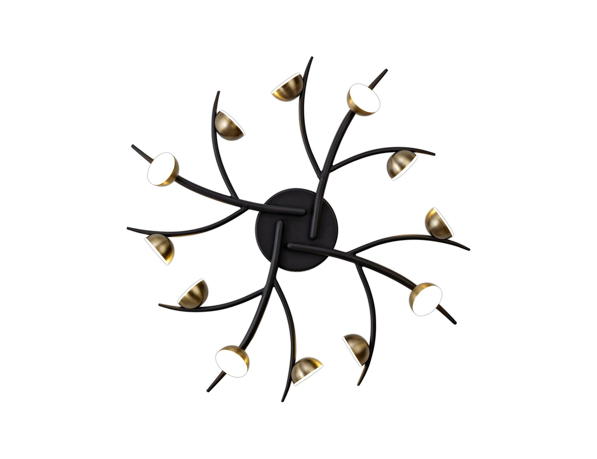 Nihil 12 Light Semi-Flush, 12 x 3W LED, 3000K, 1980lm, Black/Antique Brass, 3yrs Warranty