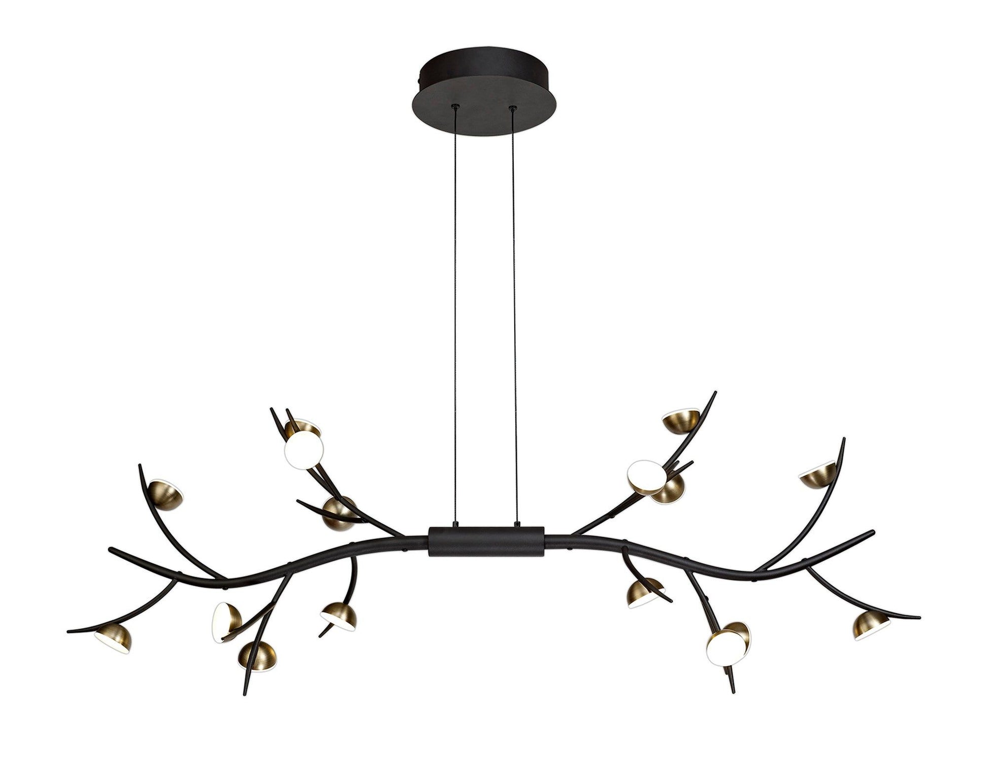 Nihil 16 Light Linear Pendant, 16 x 3W LED, 3000K, 2640lm, Black/Antique Brass, 3yrs Warranty