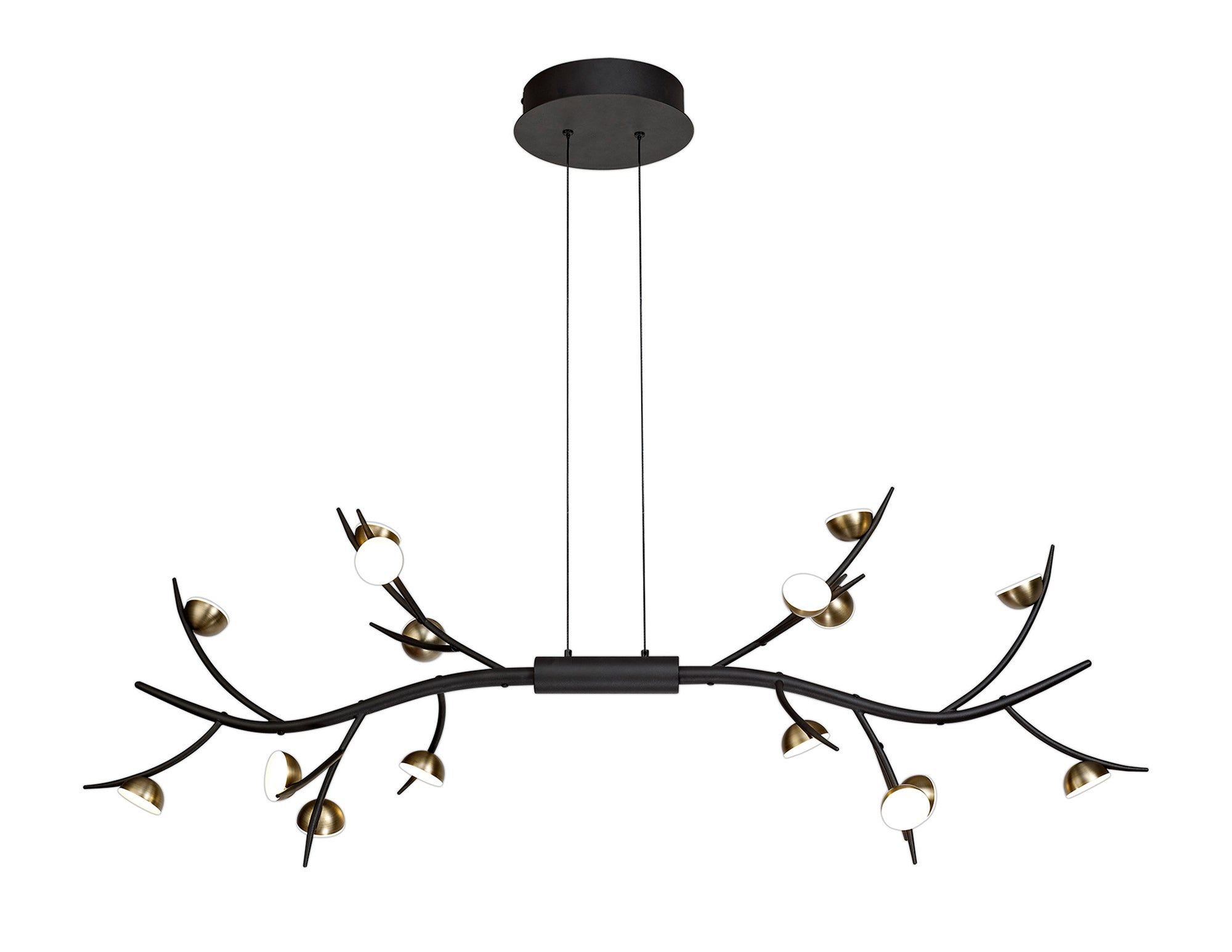 Nihil 16 Light Linear Pendant, 16 x 3W LED, 3000K, 2640lm, Black/Antique Brass, 3yrs Warranty