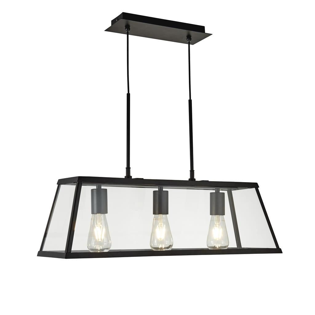 Voyager 3Lt Island/Kitchen Table Ceiling Light - Black Finish