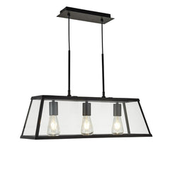 Voyager 3Lt Island/Kitchen Table Ceiling Light - Black Finish