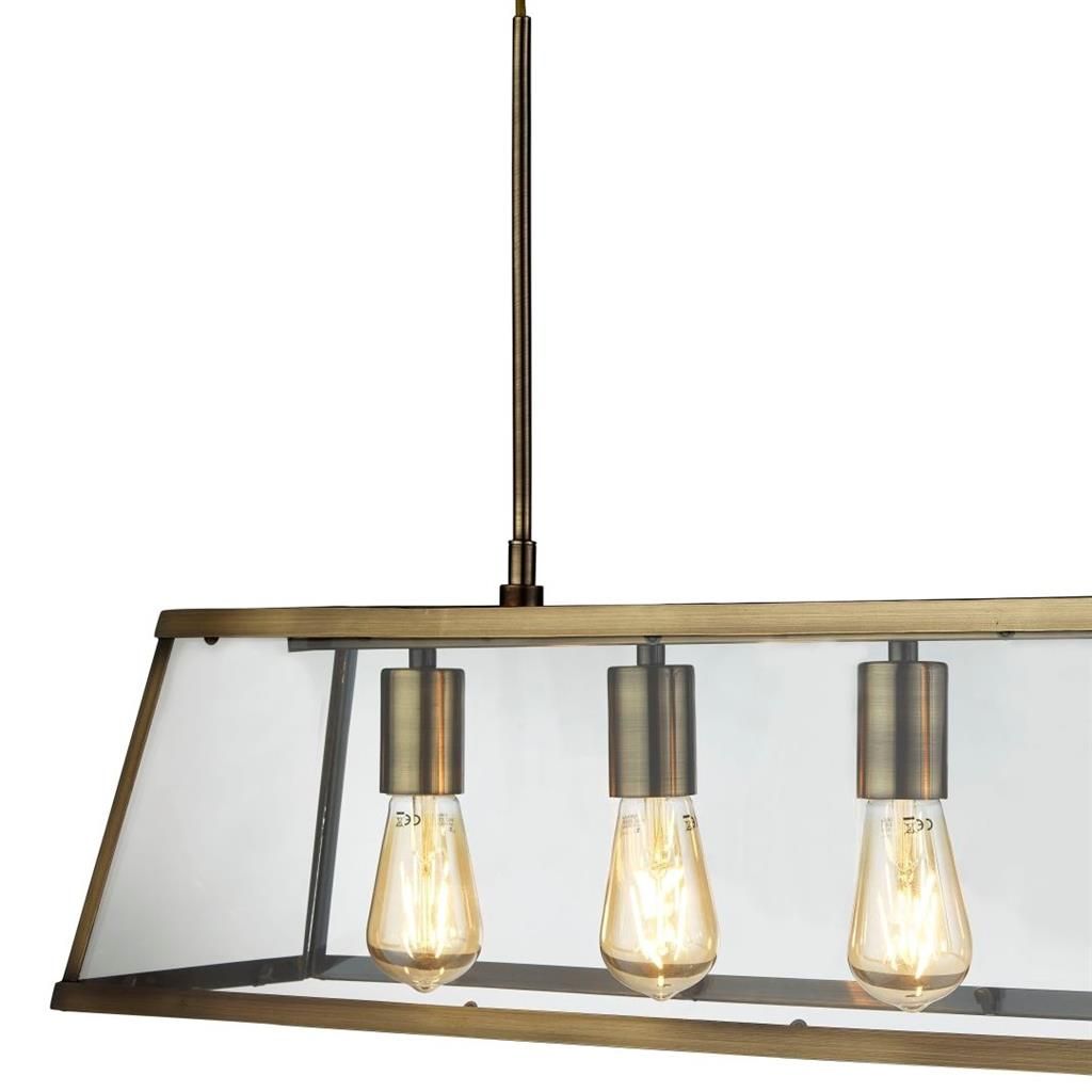 Voyager 5Lt Island/Kitchen Table Ceiling Light - Antique Brass Finish