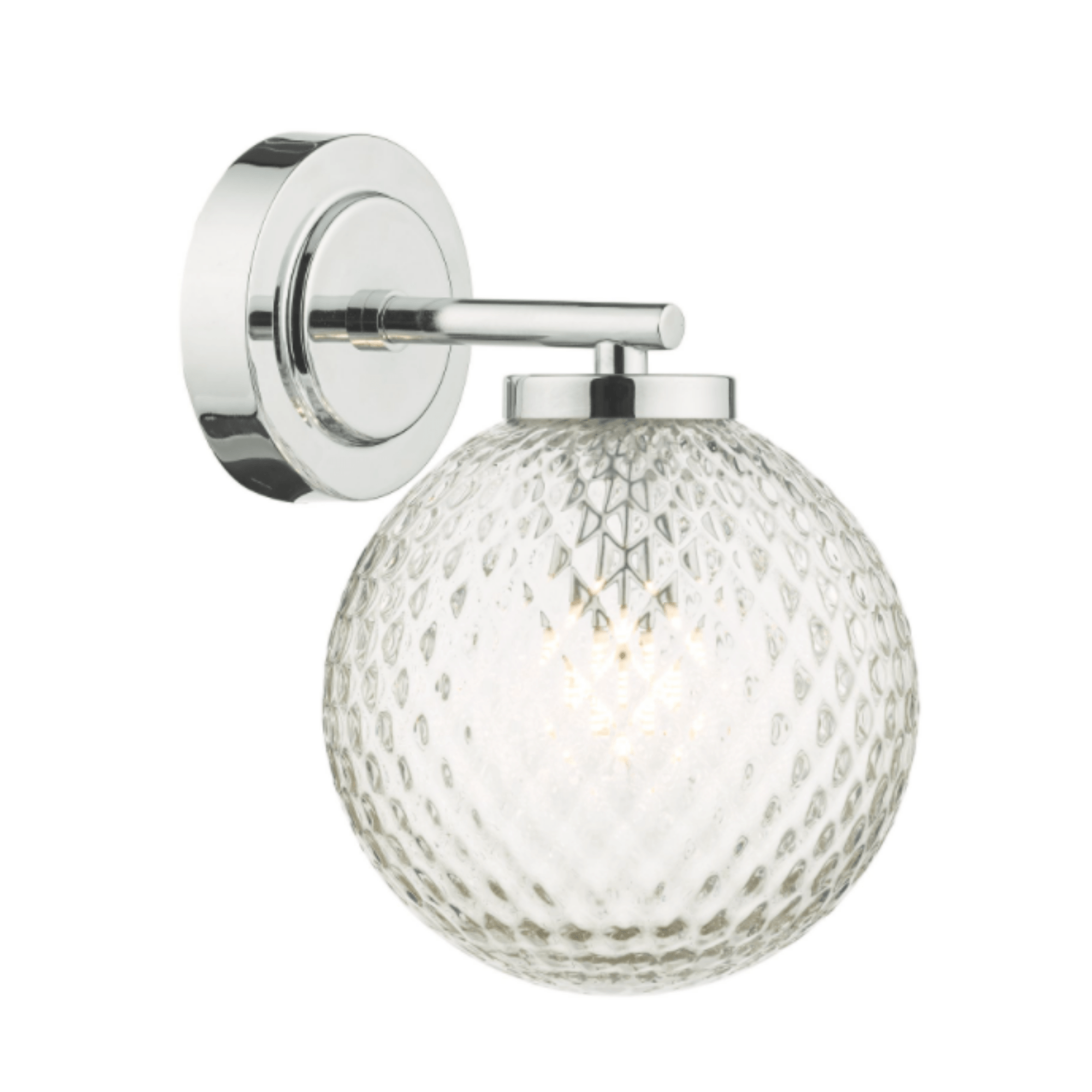Dar Wayne | Bathroom Wall Light | Polished Chrome/Textured Glass - Cusack Lighting