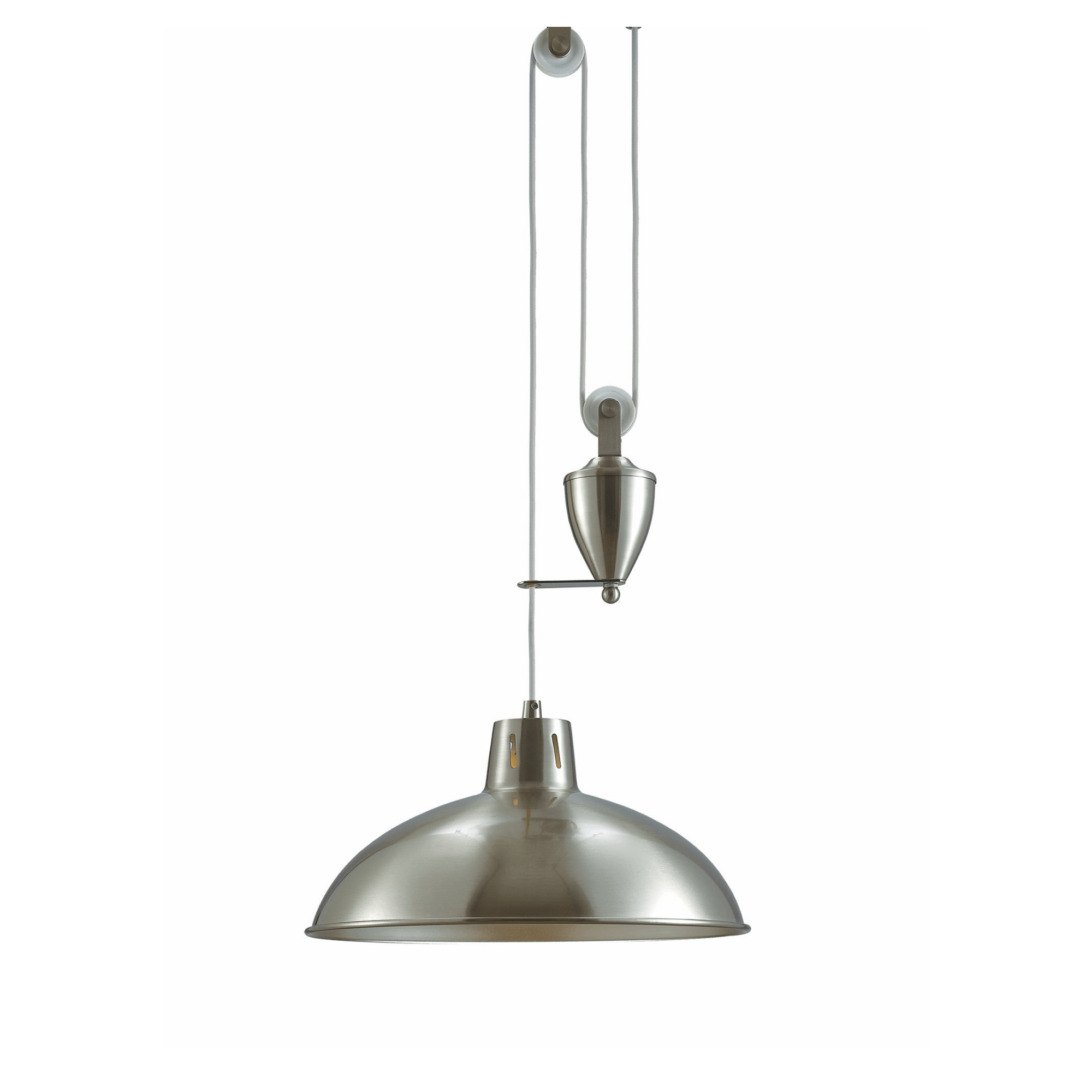 Wellington Pulley System Pendant 1 Light E27 Satin Nickel - Cusack Lighting